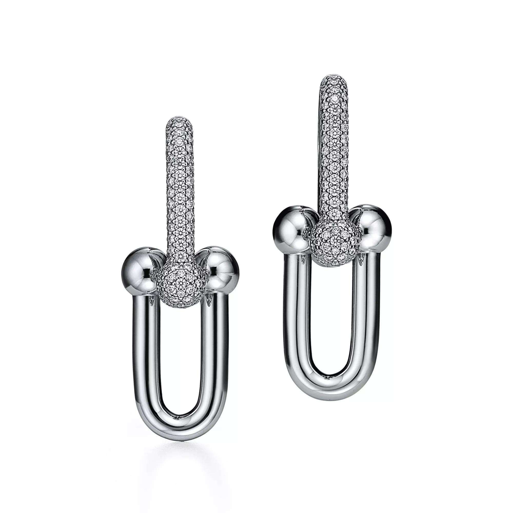 AV Pulse Earrings - Large Link Pavé Diamonds (White Gold)