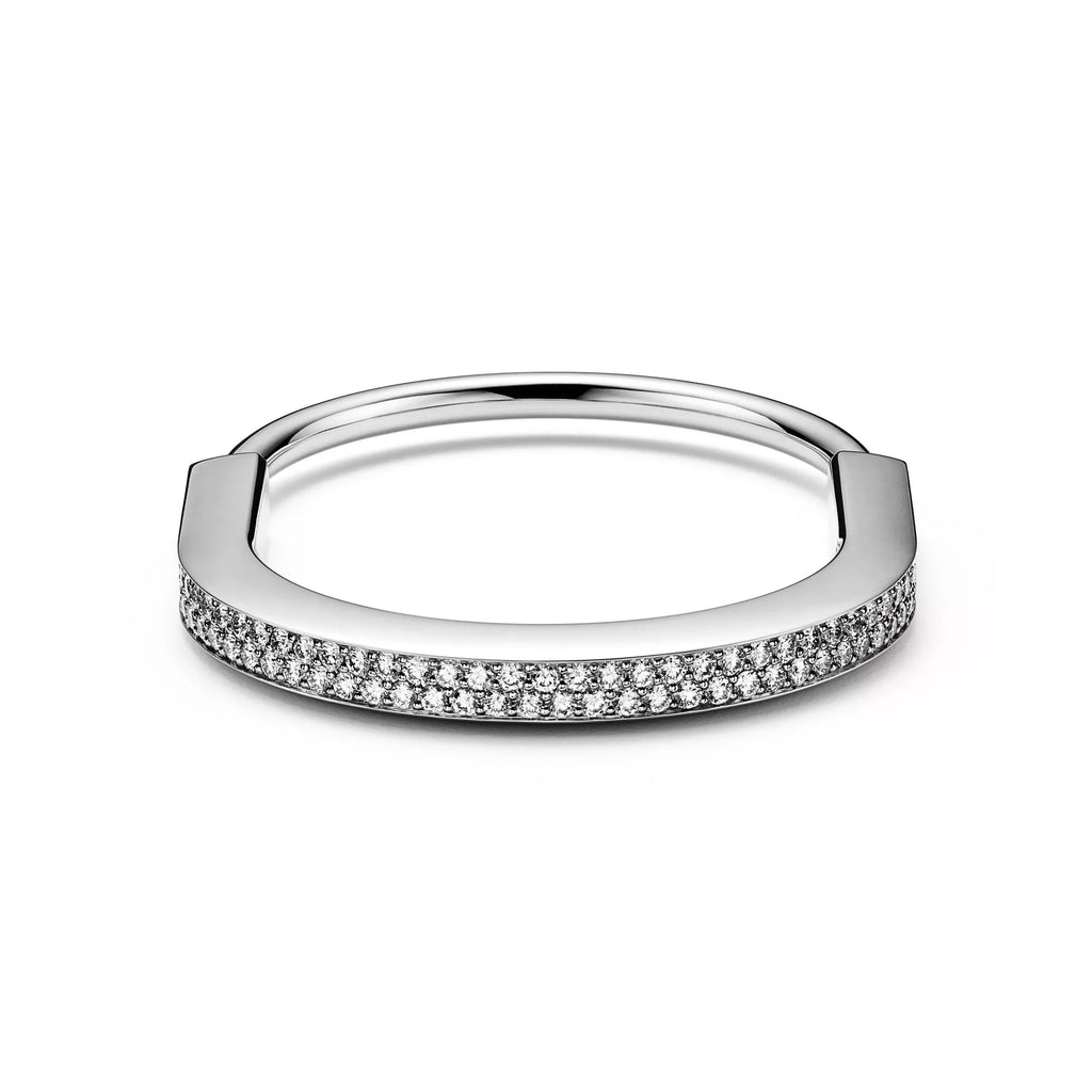 AV Lock bracelet - Bangle in White Gold with Full Pavé Diamonds