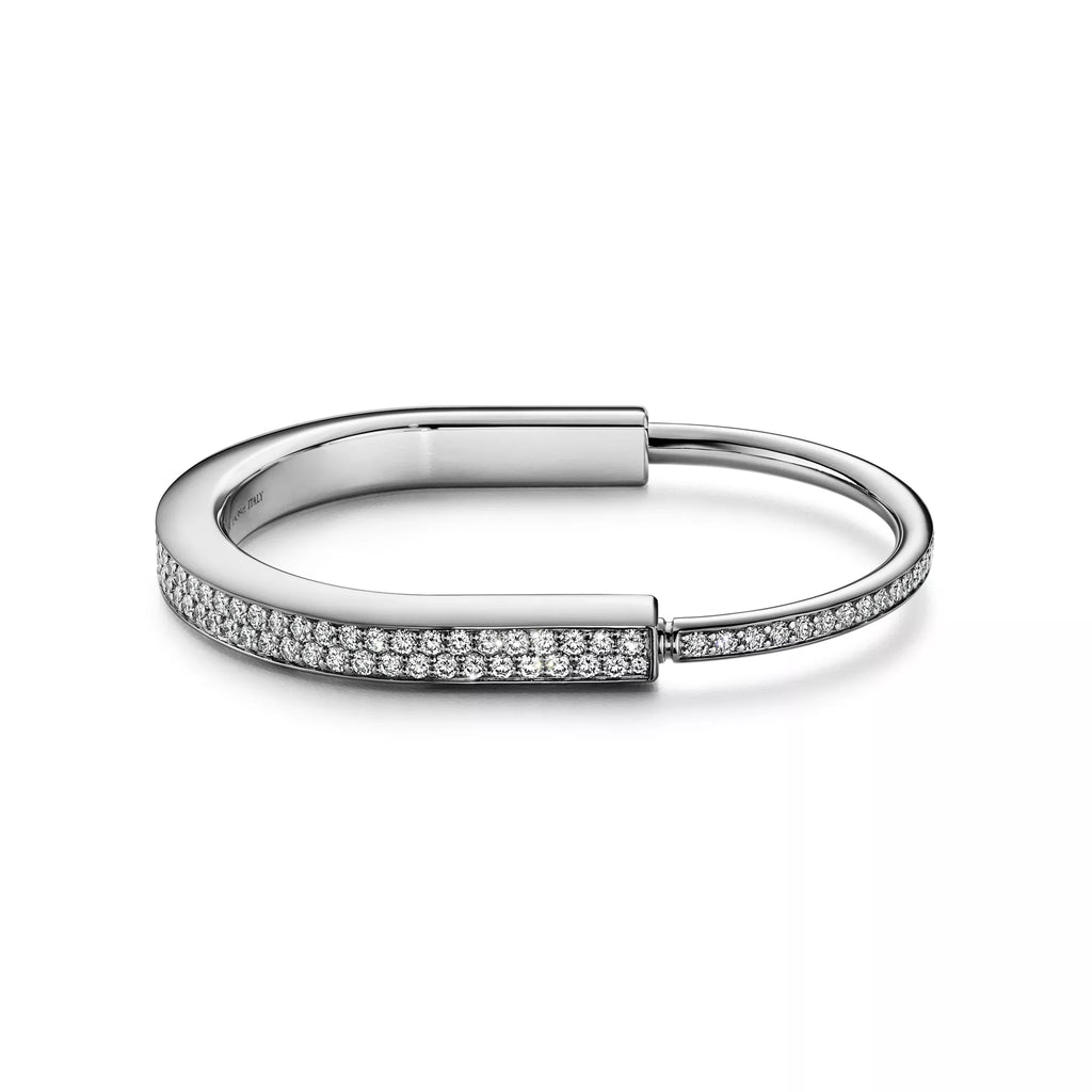 AV Lock bracelet - Bangle in White Gold with Full Pavé Diamonds