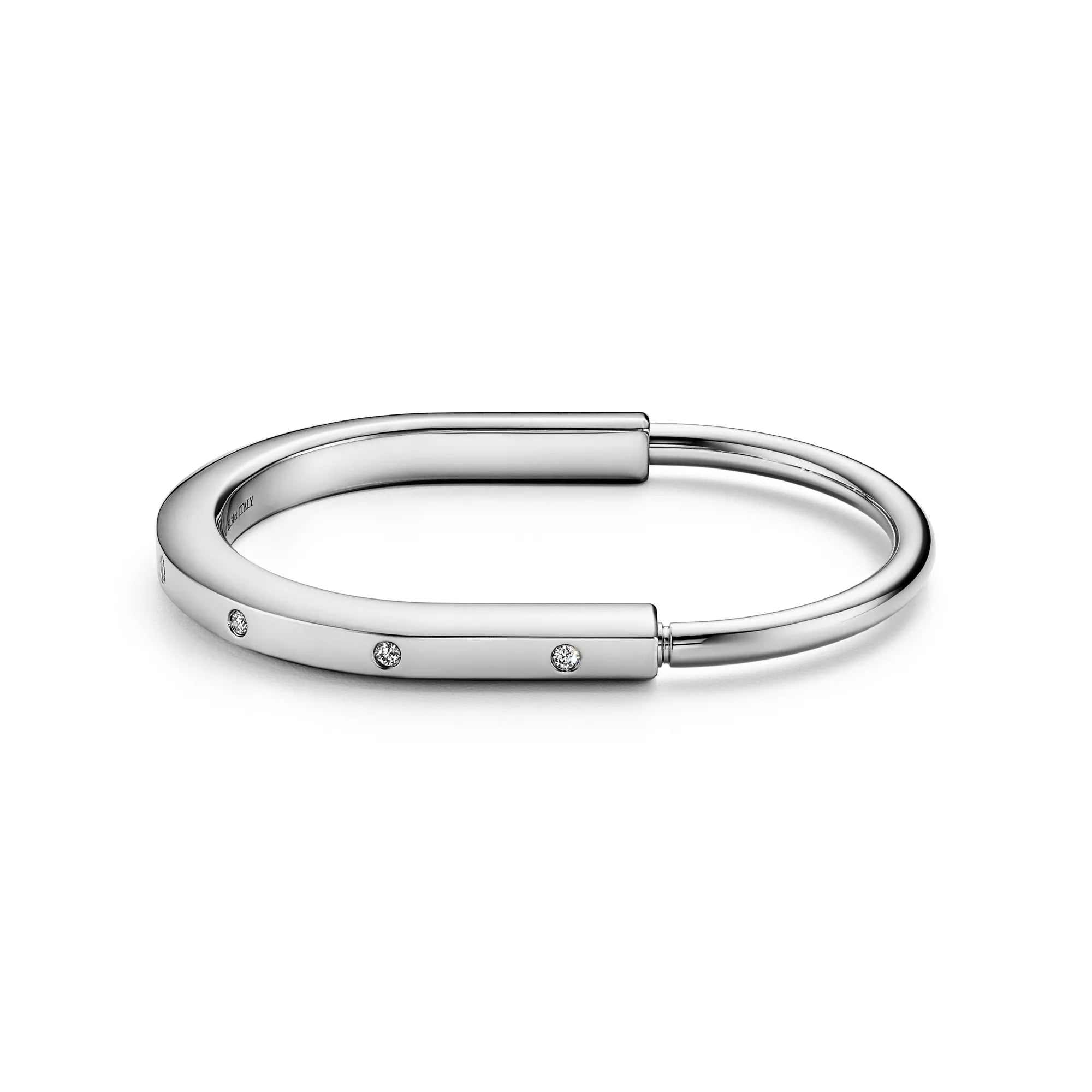 AV Lock bracelet - Bangle in White Gold with Diamond Accents