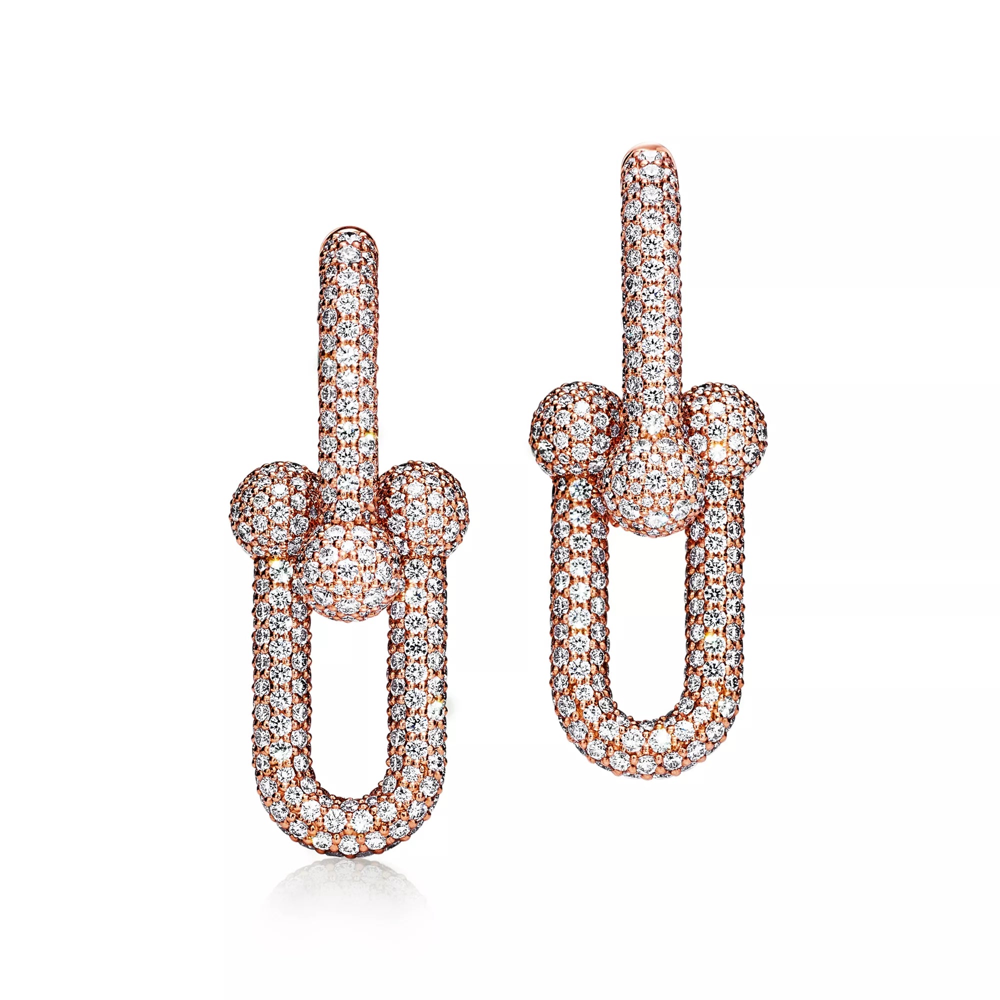 AV Pulse Earrings - Large Link Full Pavé Diamonds (Rose Gold)