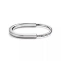 AV Lock bracelet - Bangle in White Gold with Half Pavé Diamonds