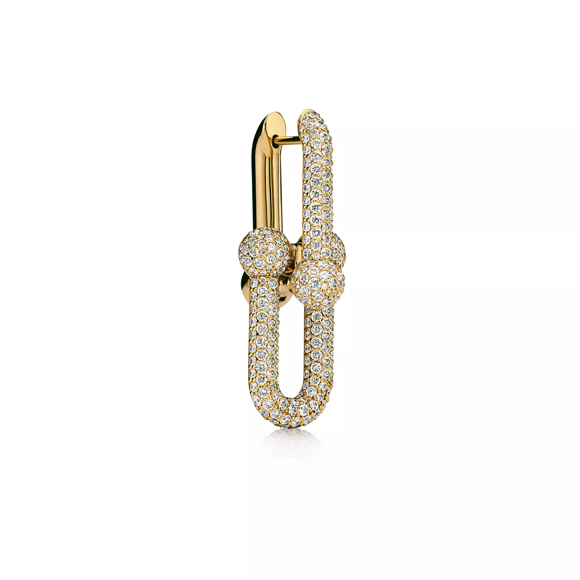 AV Pulse Earrings - Large Link Full Pavé Diamonds (Yellow Gold)