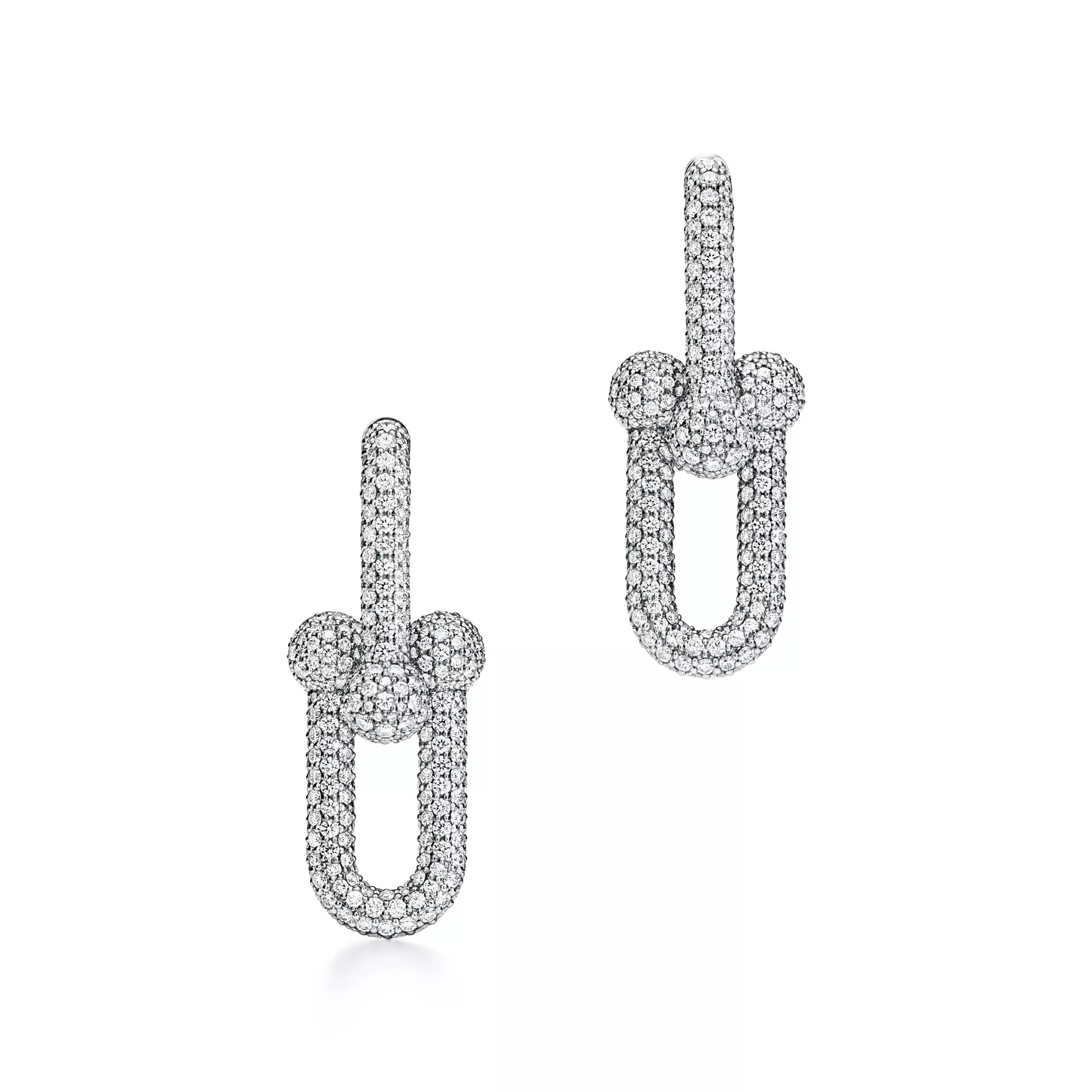AV Pulse Earrings - Large Link Full Pavé Diamonds (White Gold)