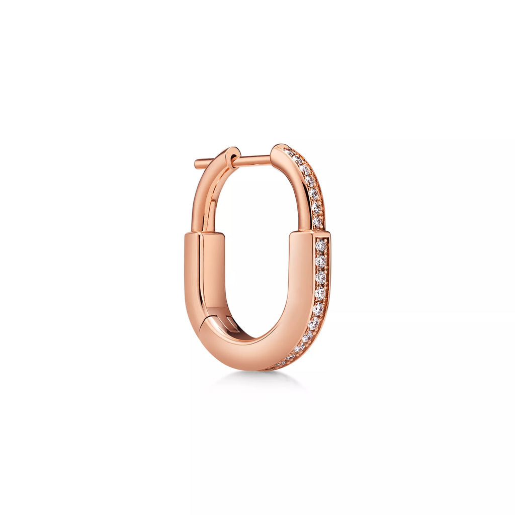 AV Lock Earrings - Rose Gold with Full Pavé Diamonds, Small