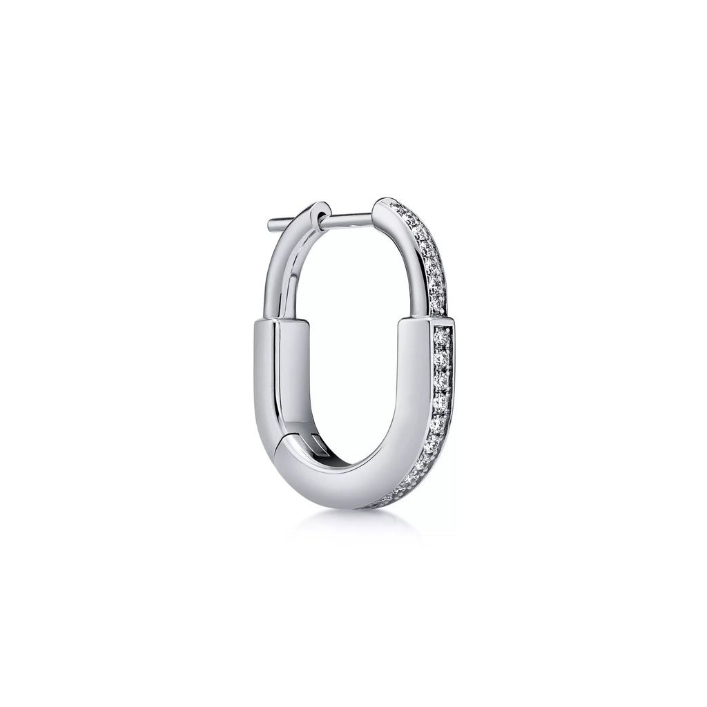 AV Lock Earrings - White Gold with Full Pavé Diamonds, Small