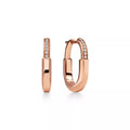 AV Lock Earrings - Rose Gold with Half Pavé Diamonds, Small