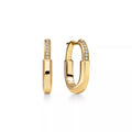 AV Lock Earrings - Yellow Gold with Half Pavé Diamonds, Small
