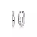 AV Lock Earrings - White Gold with Half Pavé Diamonds, Small