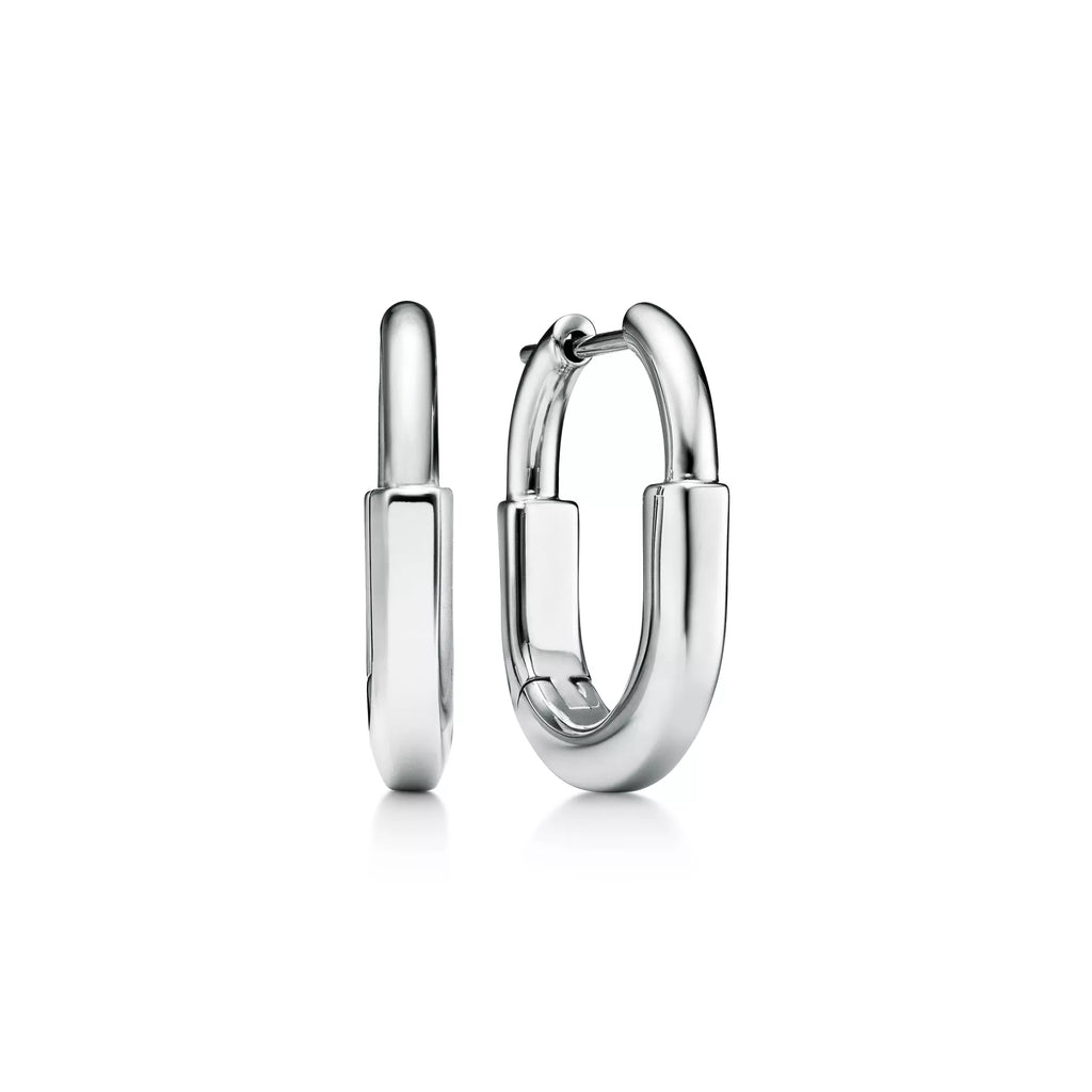 AV Lock Earrings - White Gold, Small
