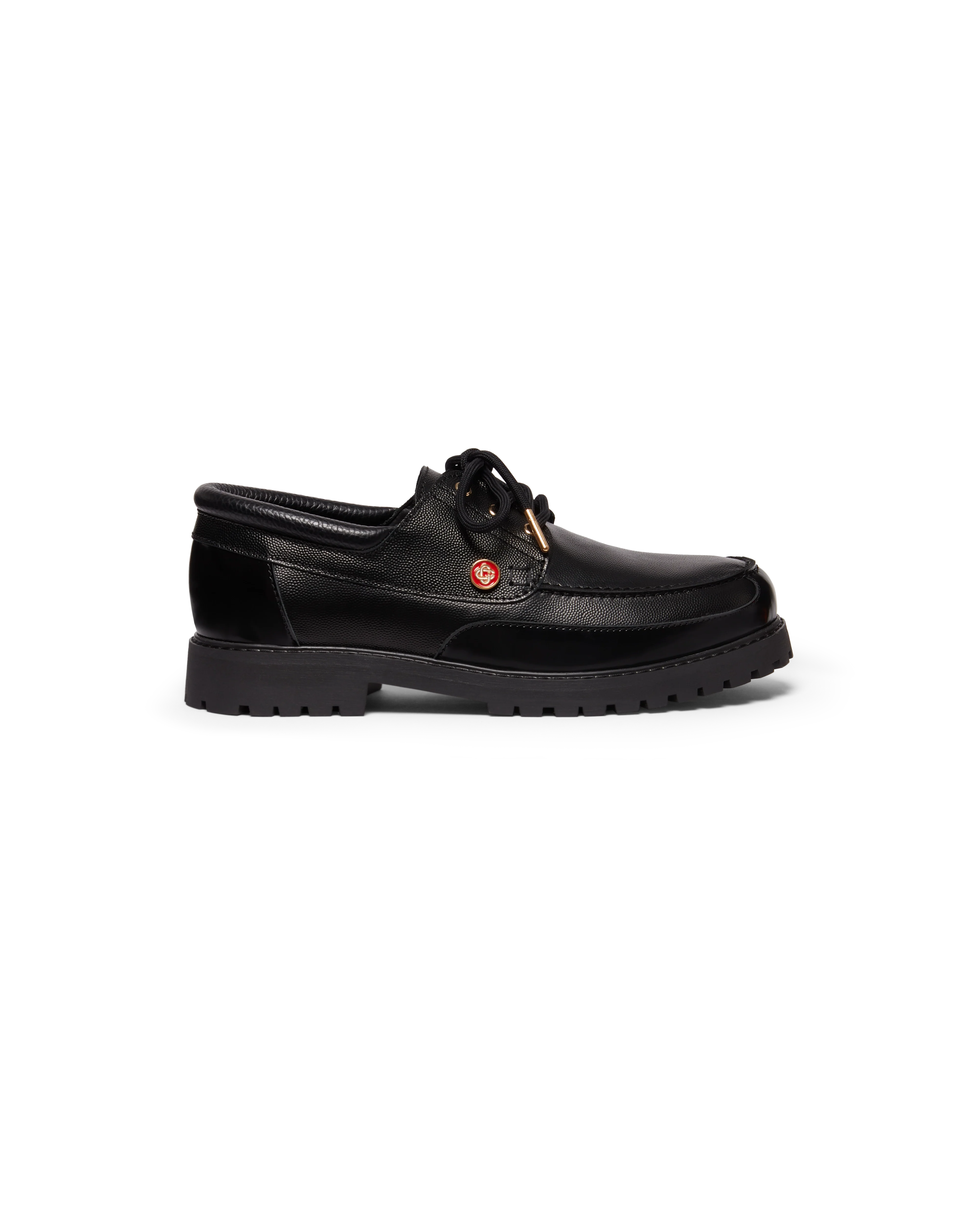 Men's Black Leather Boat Shoes