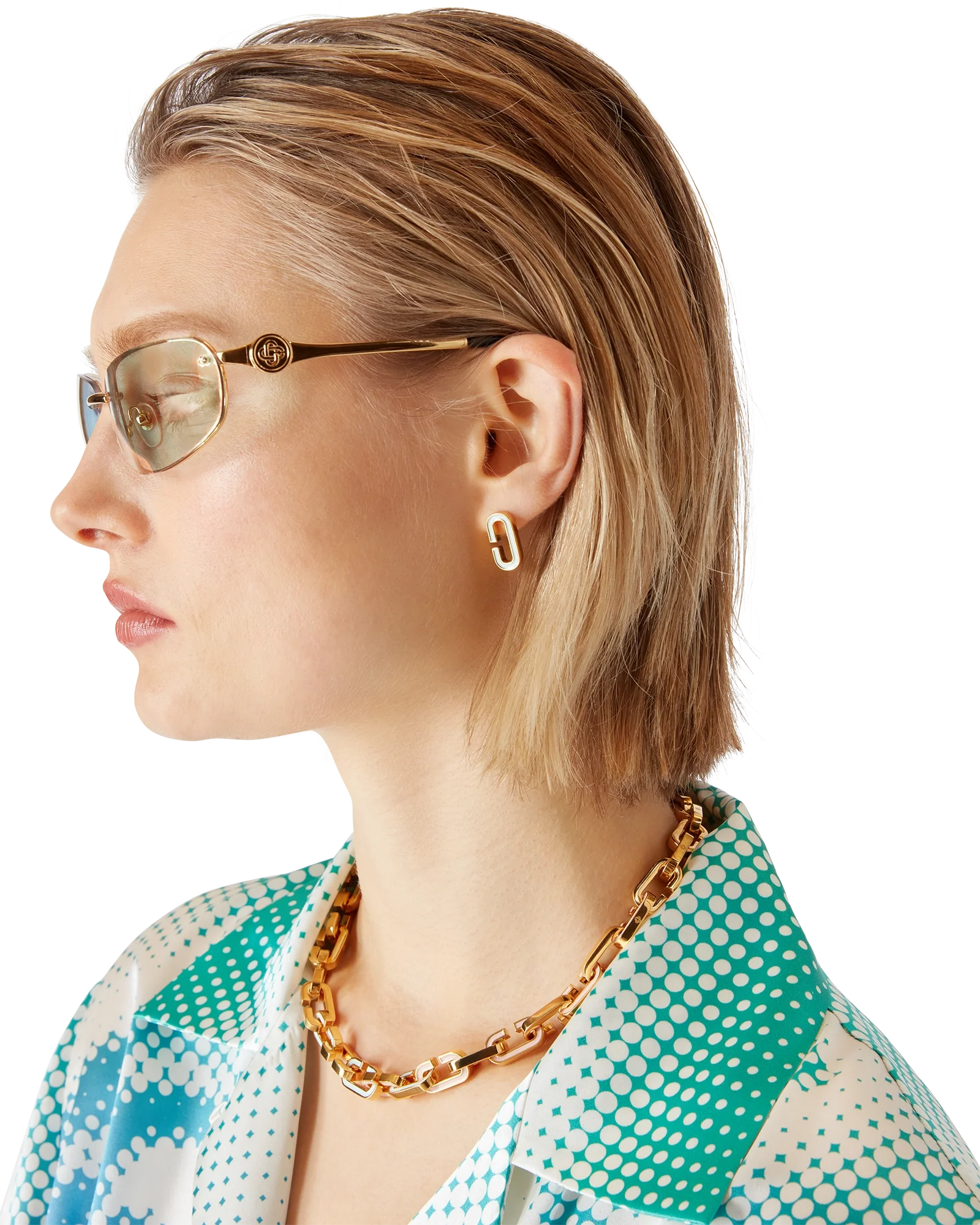 Enamel C Link Necklace