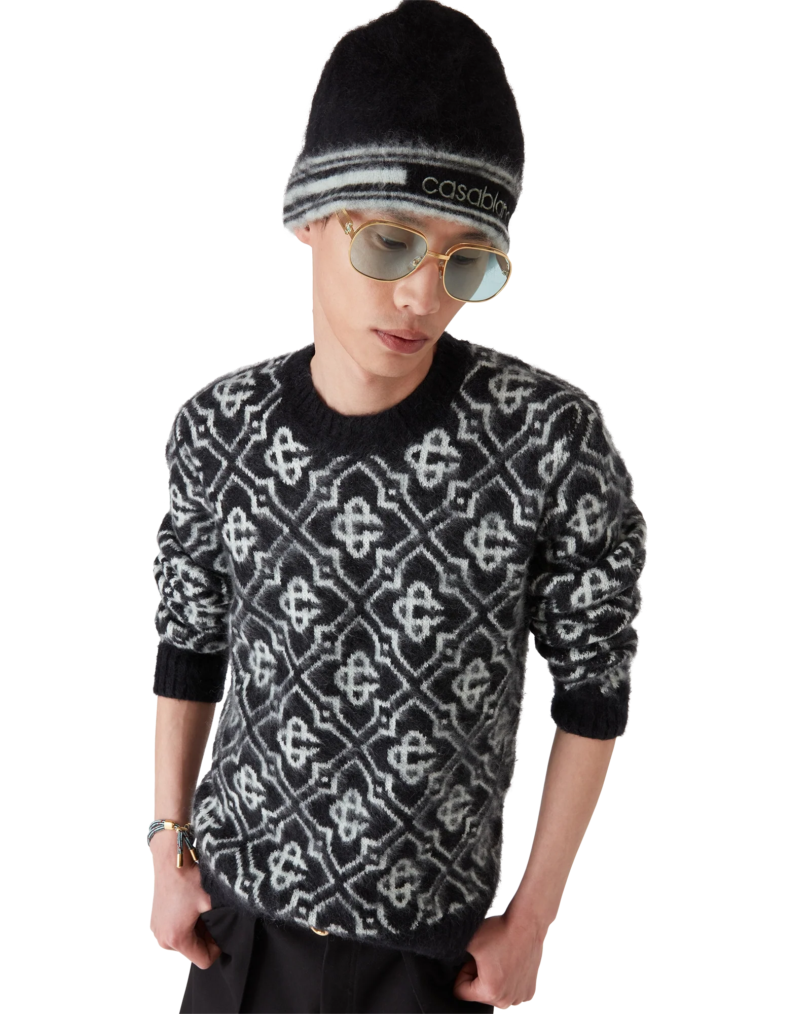 Stripe Mohair Beanie