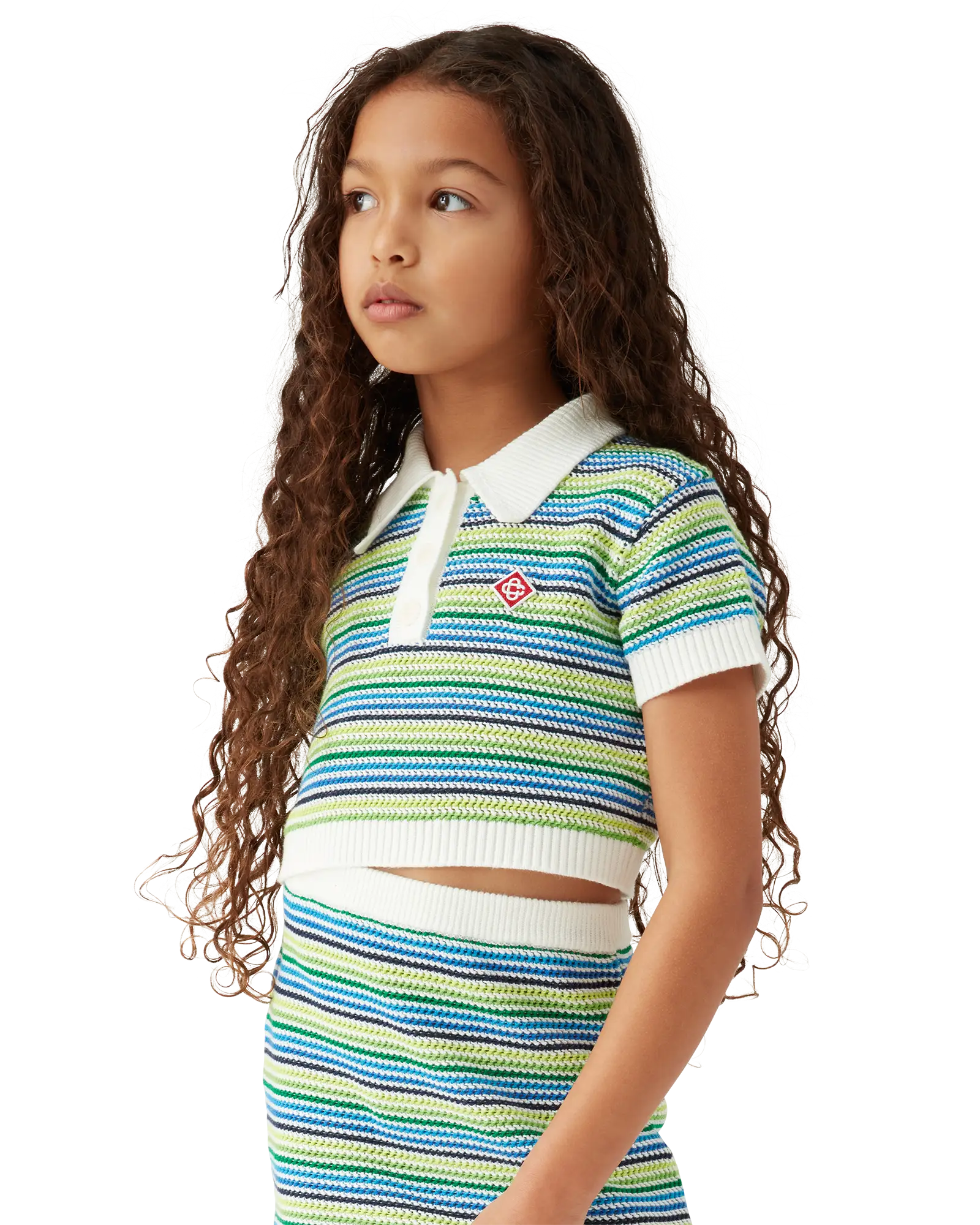 Children's Stripe Short Sleeve Crochet Top