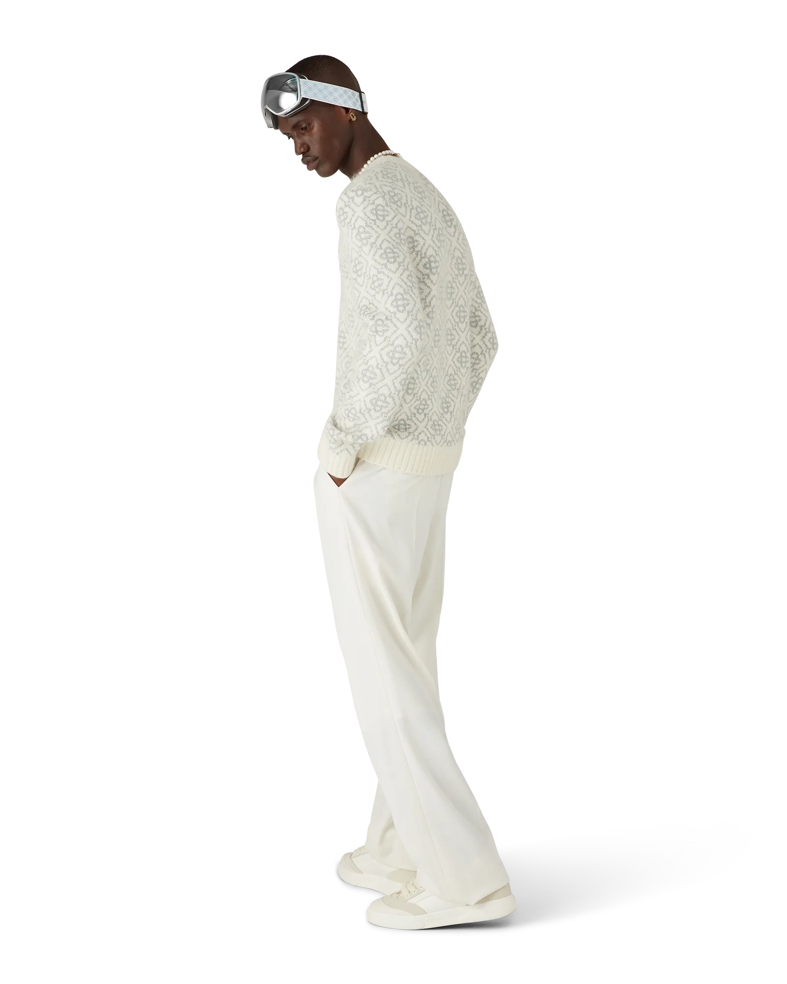 Silver Monogram Mohair Blend Crew Neck