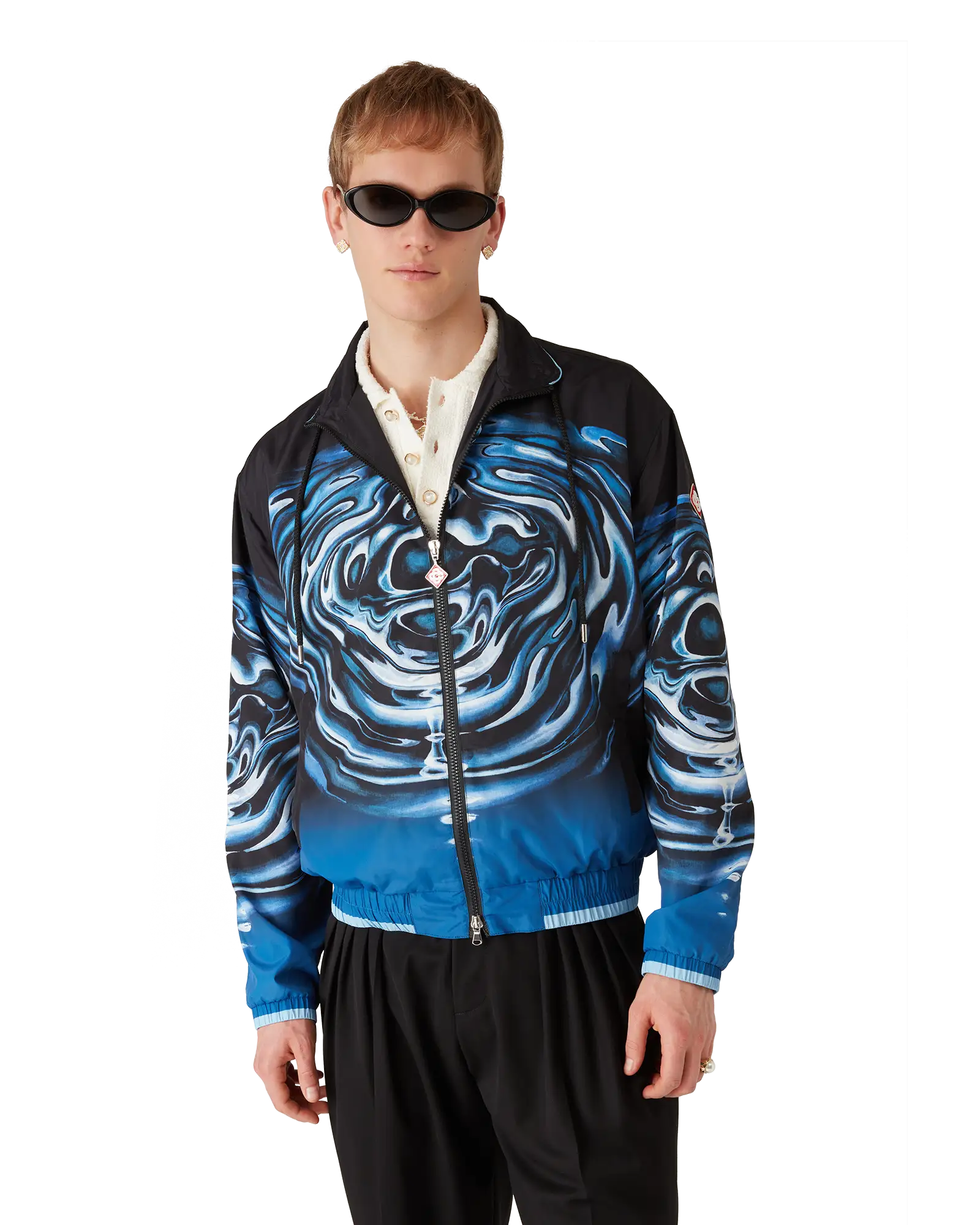 Warped Logo Ripple Windbreaker Jacket