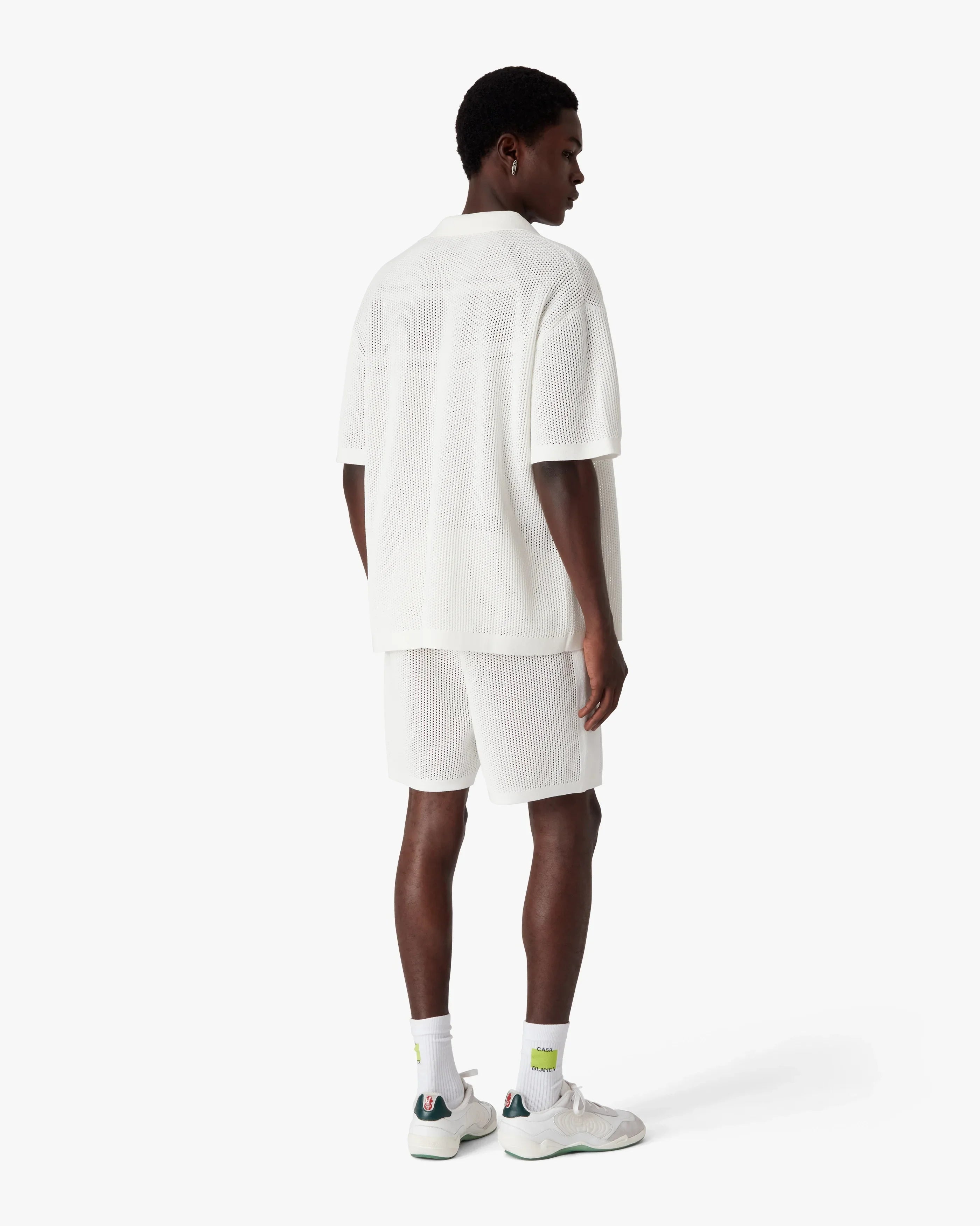 White Short Sleeve Mesh Shirt