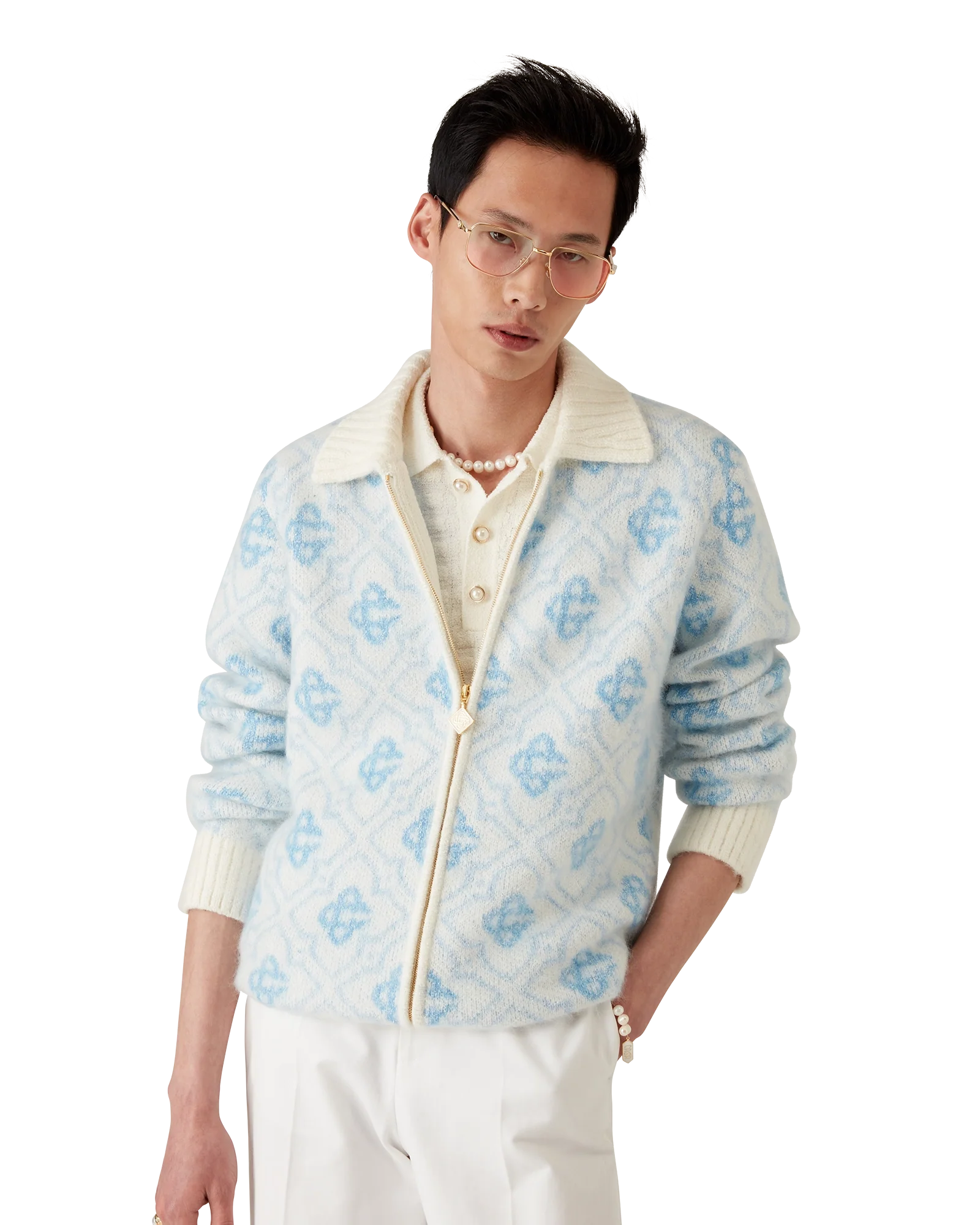 Mohair Monogram Zip Jumper