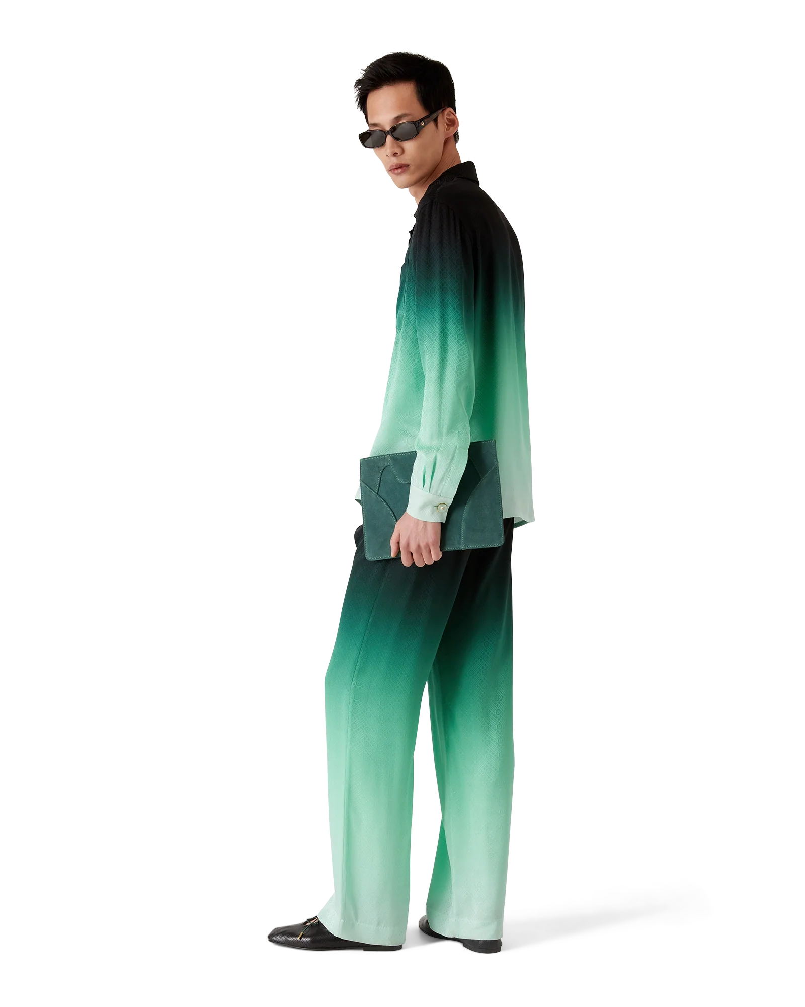 Gradient Ping Pong Jacquard Silk Trousers