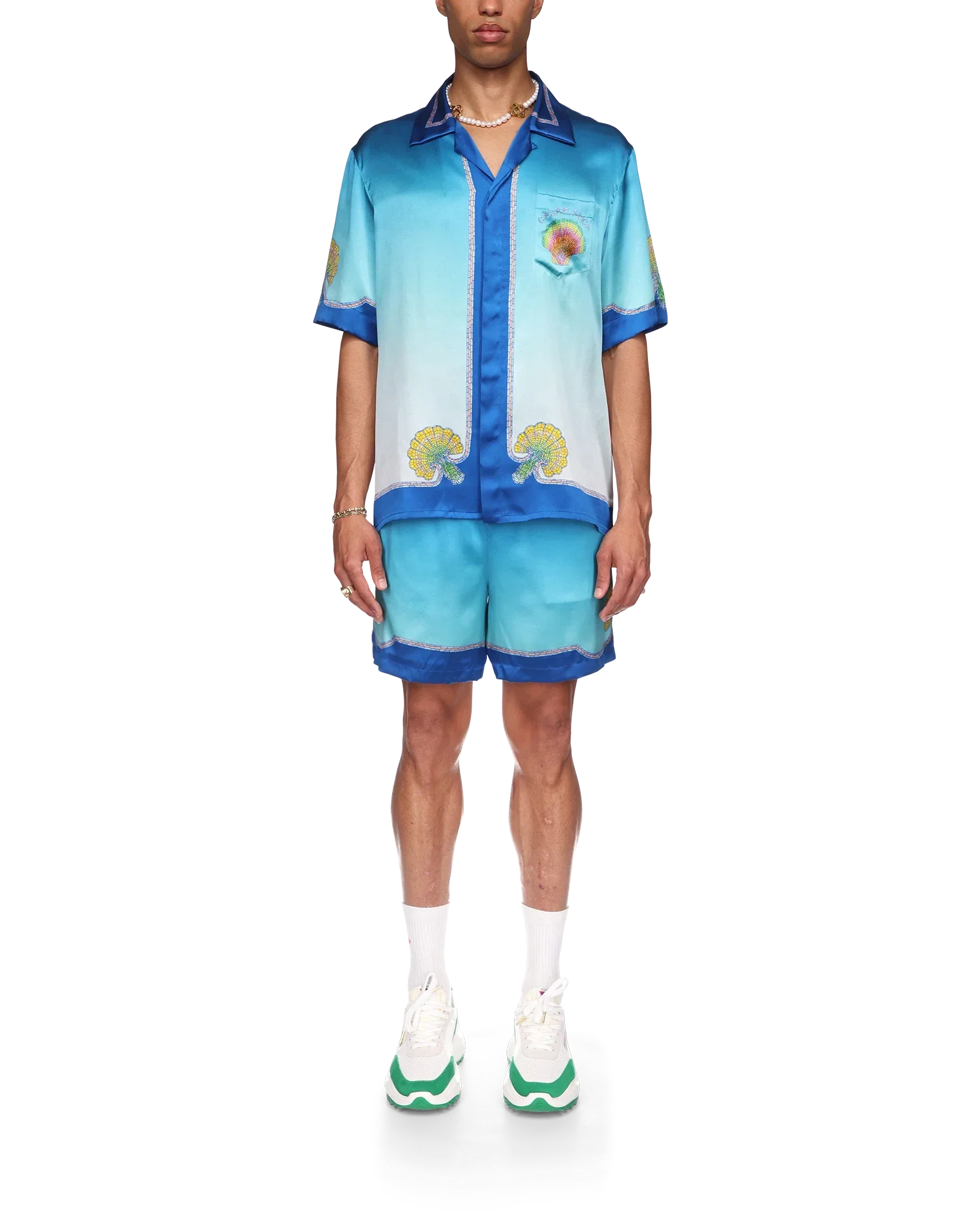 Coquillage Coloré Short Sleeve Silk Shirt