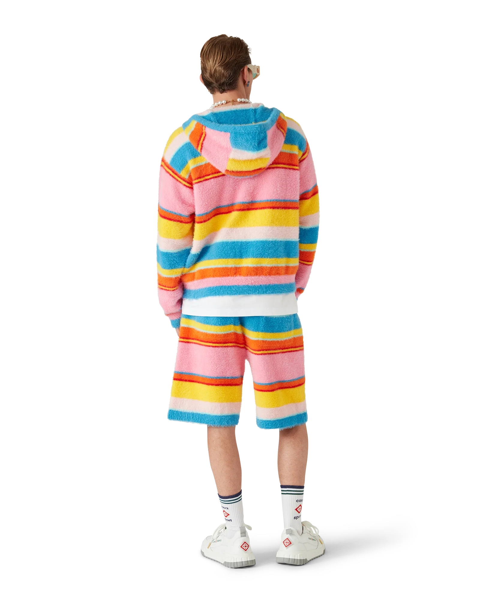 Fluffy Stripe Oversized Hooded Sweatshirt