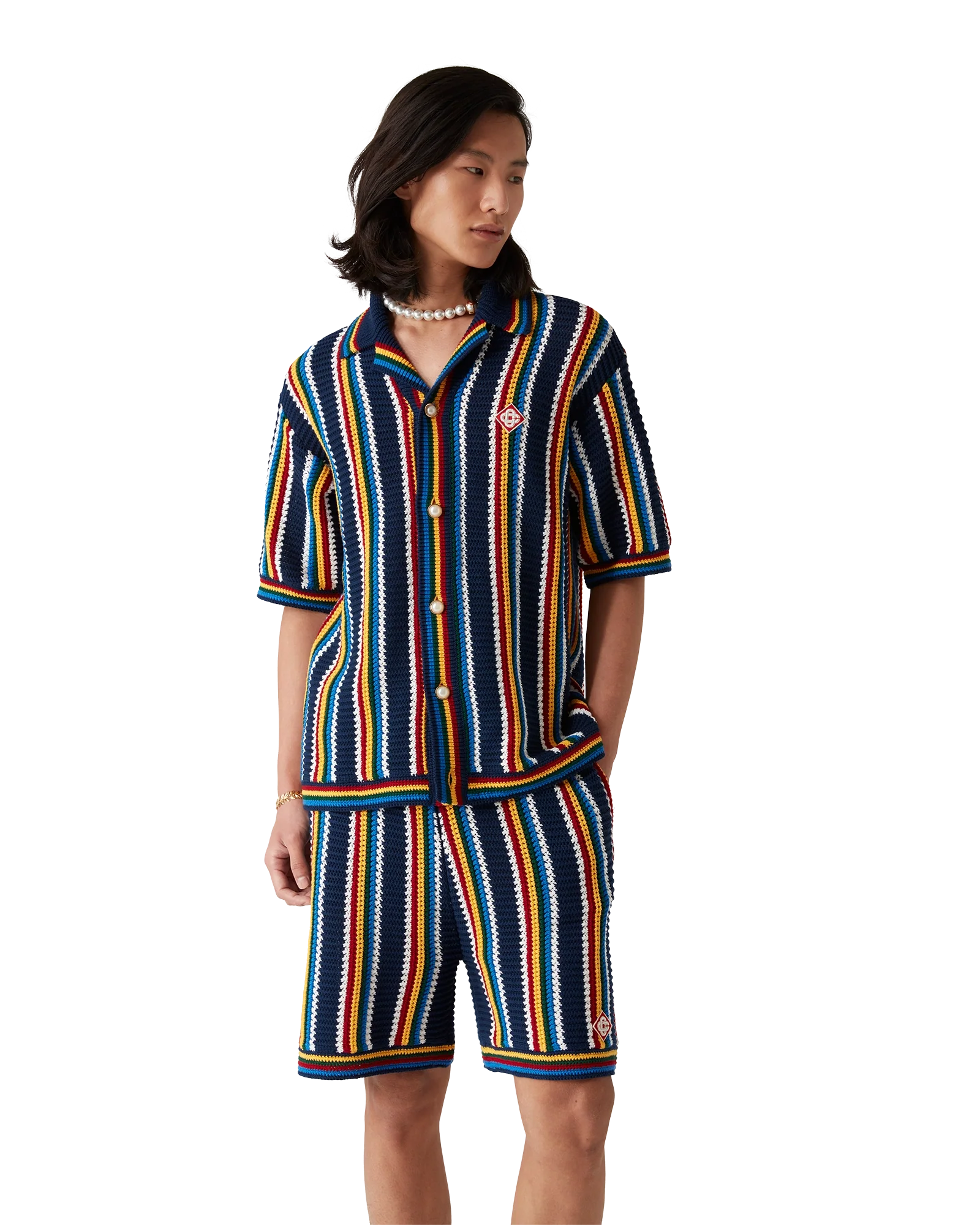 Crochet Short Sleeve Stripe Shirt
