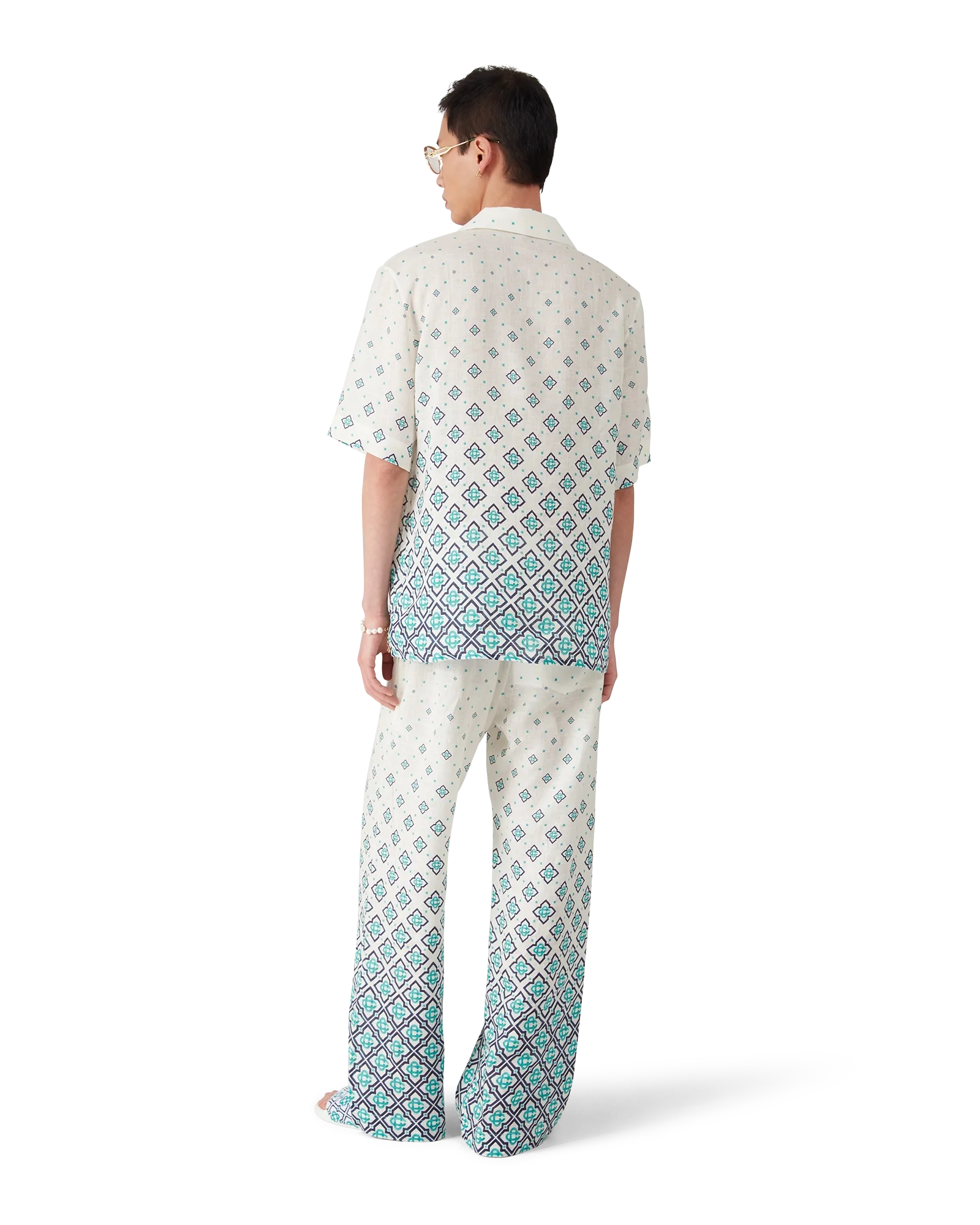 Gradient Monogram Short Sleeve Linen Shirt