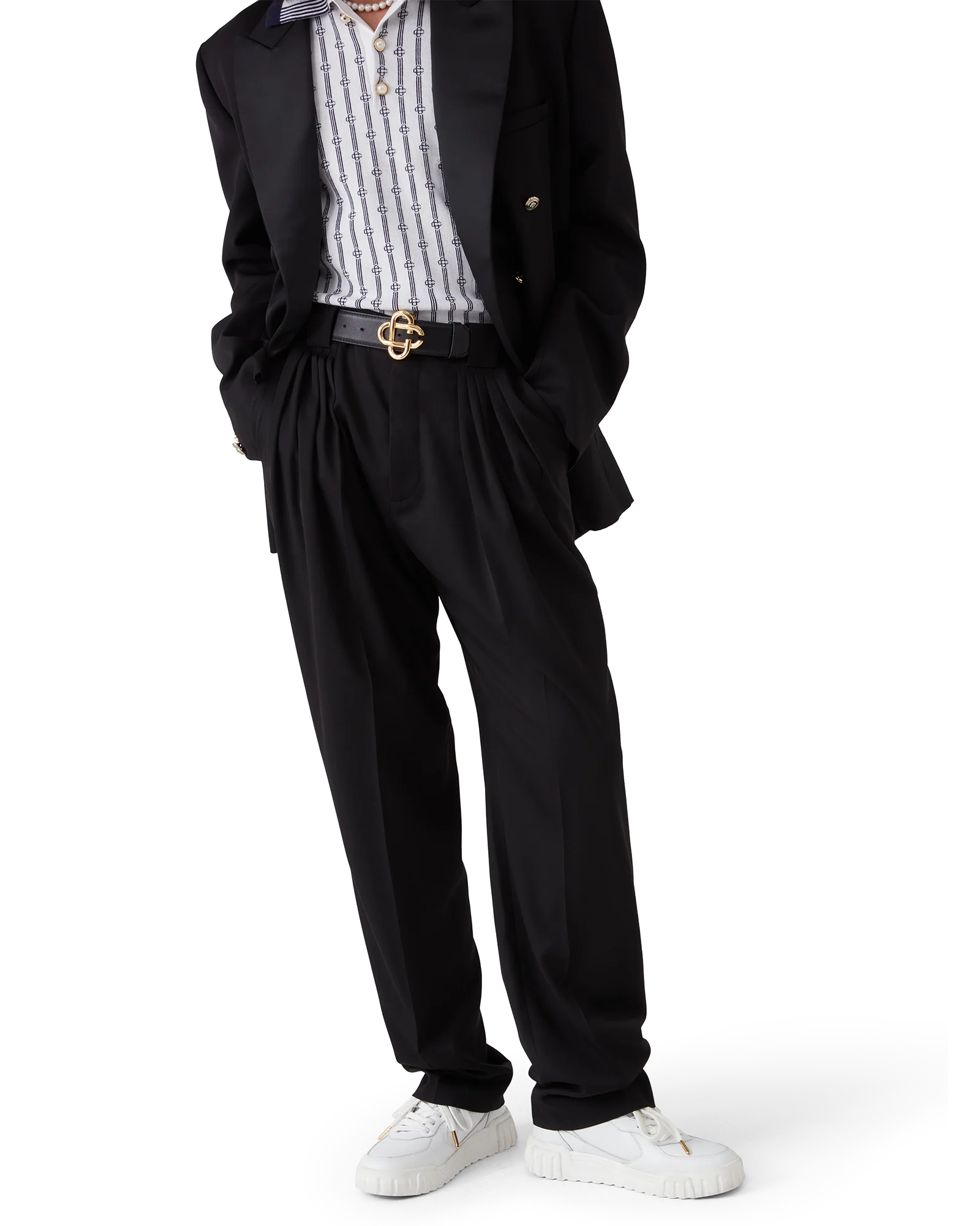 Wool Five Pleat Tailored Trousers