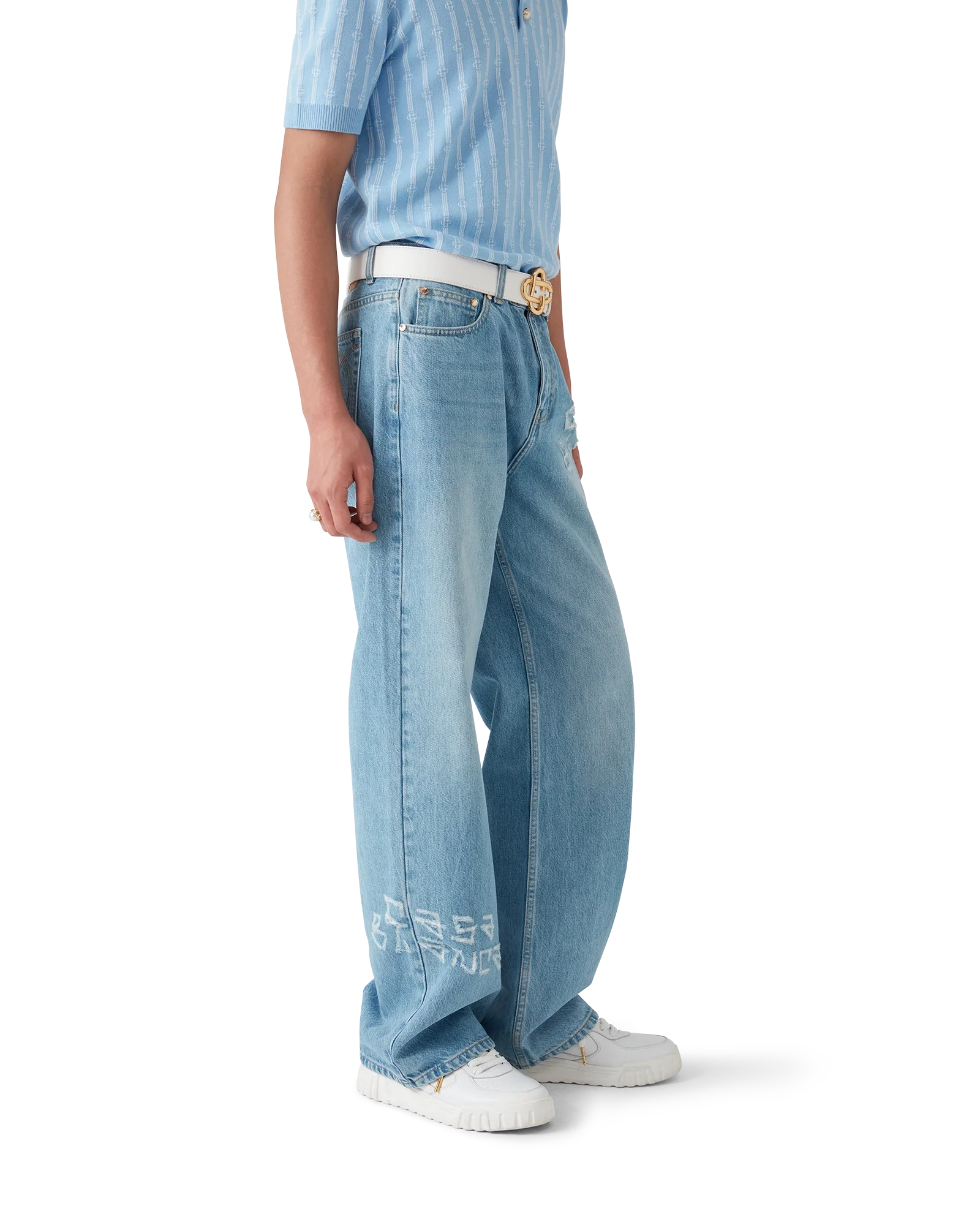 Graffiti Distressed Denim Jeans