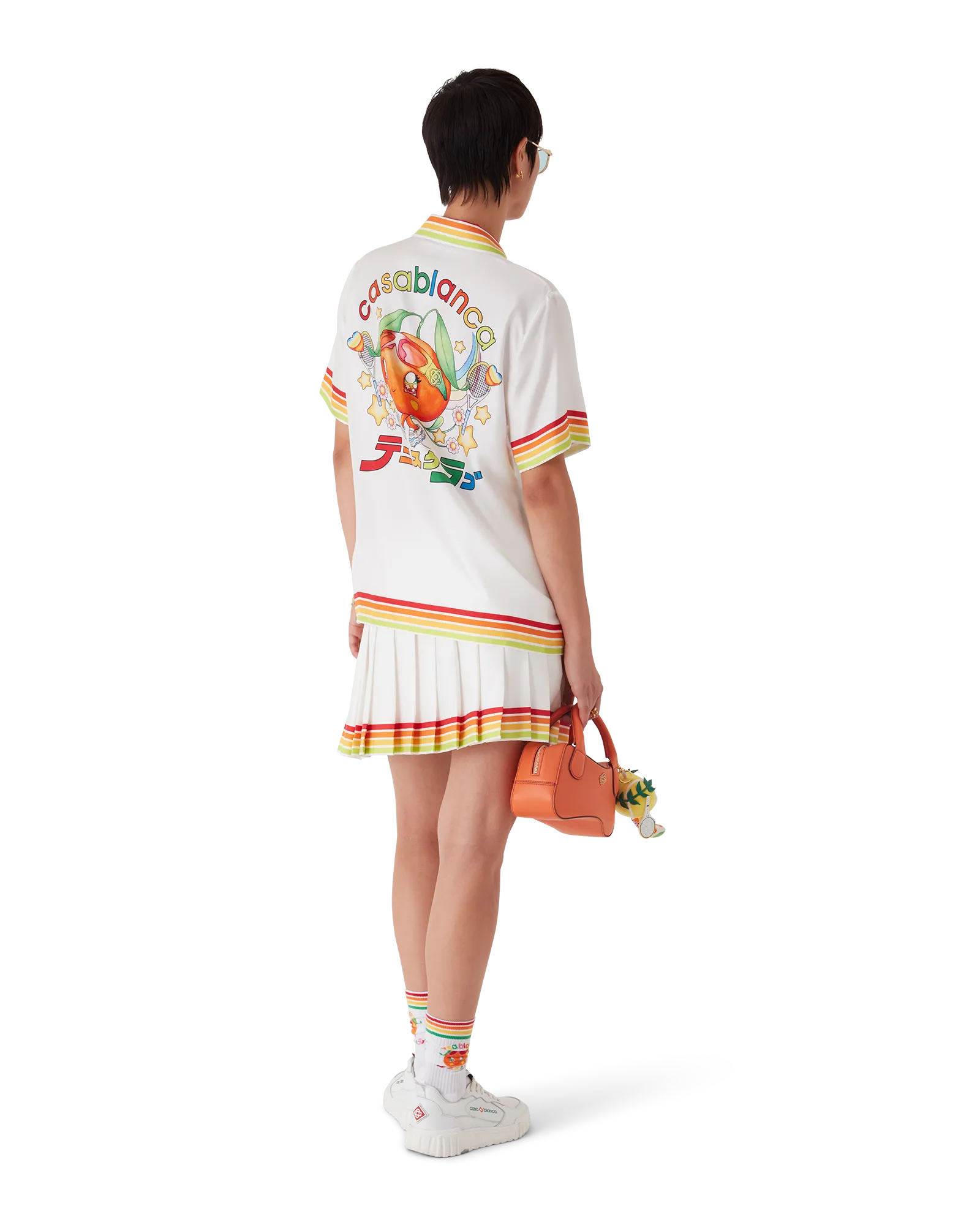 Orange Mascot Pleated Silk Twill Skirt