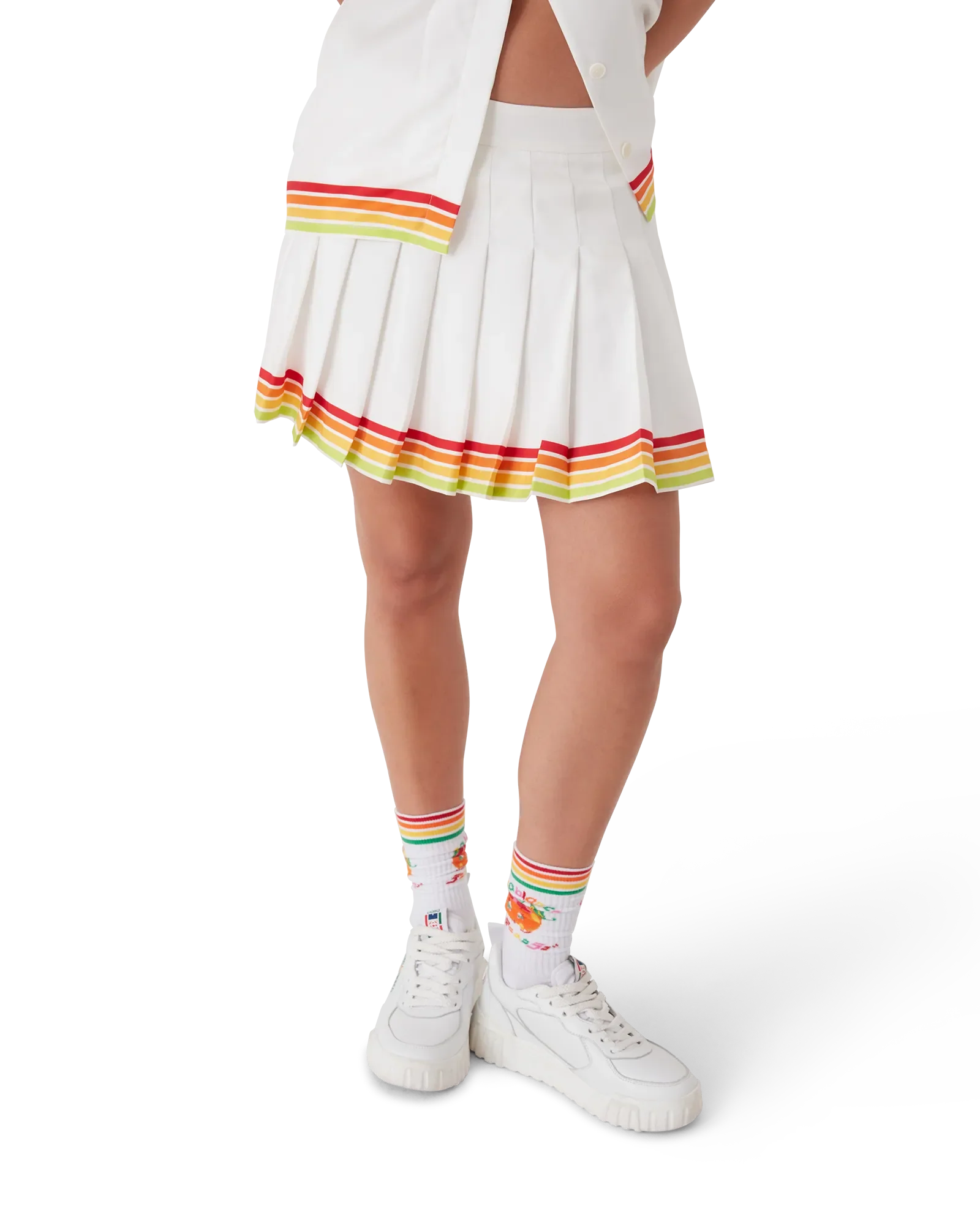 Orange Mascot Pleated Silk Twill Skirt