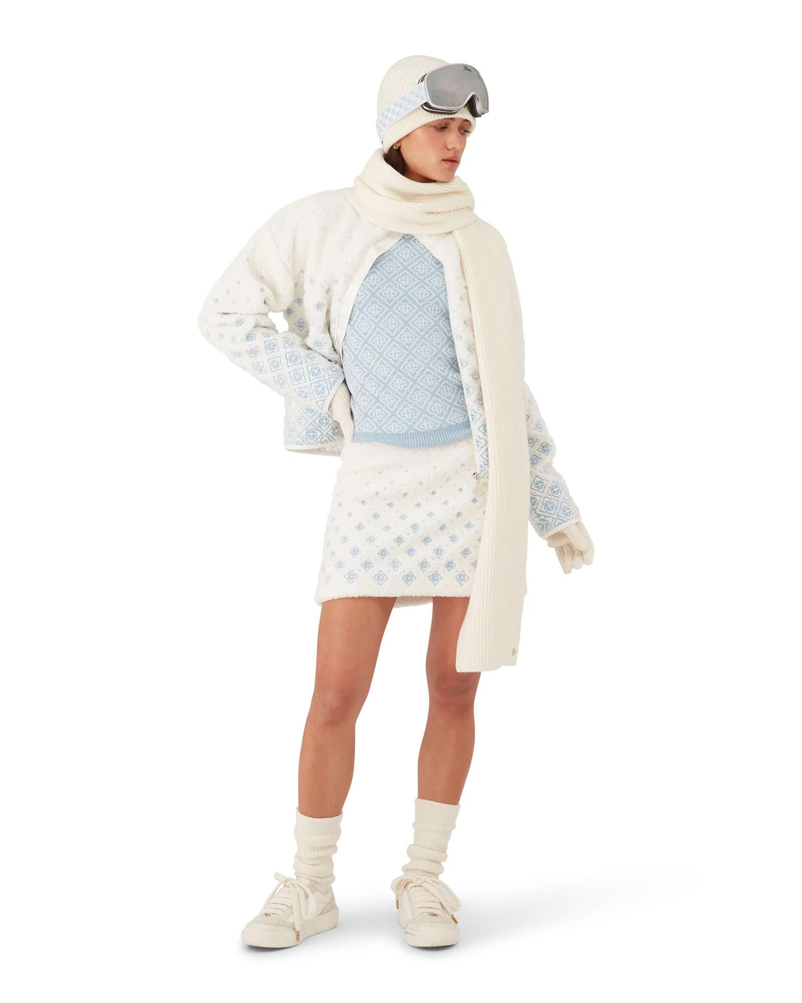 Embroidered Gradient Monogram Fleece Mini Skirt