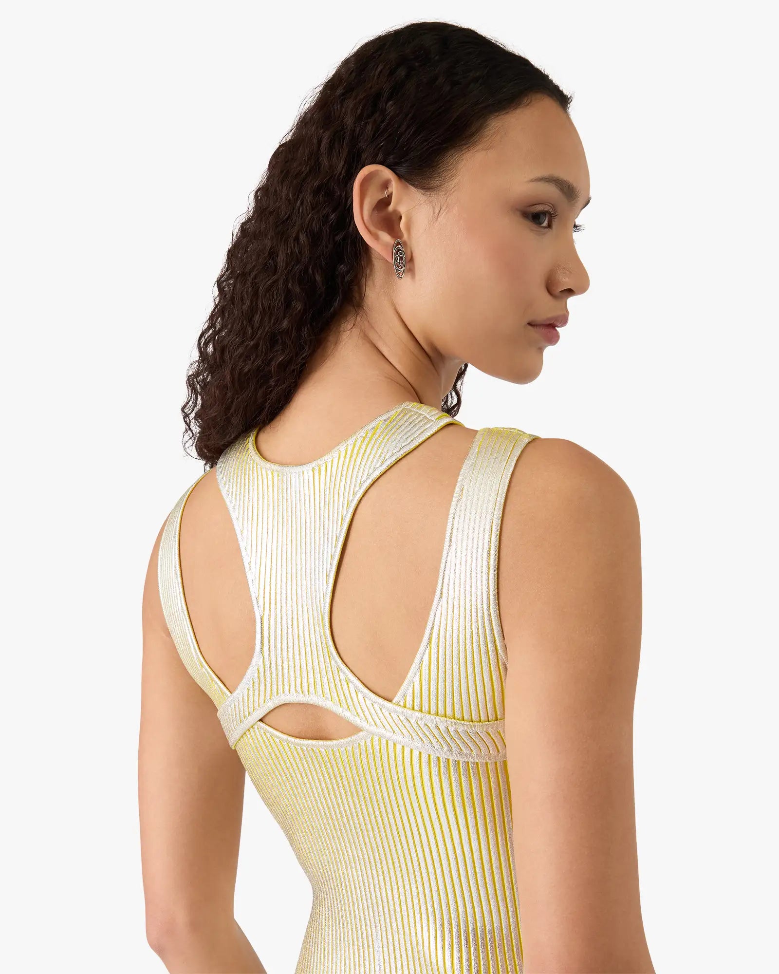 Yellow Foil Printed Mini Dress