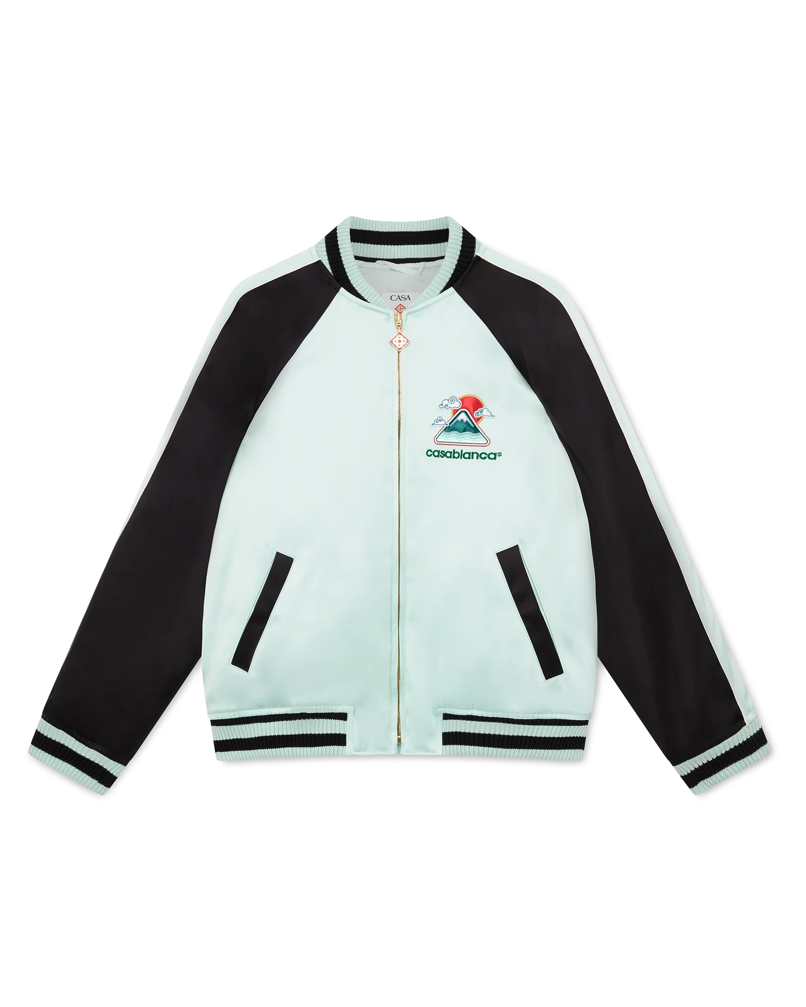 Embroidered Satin Bomber Jacket