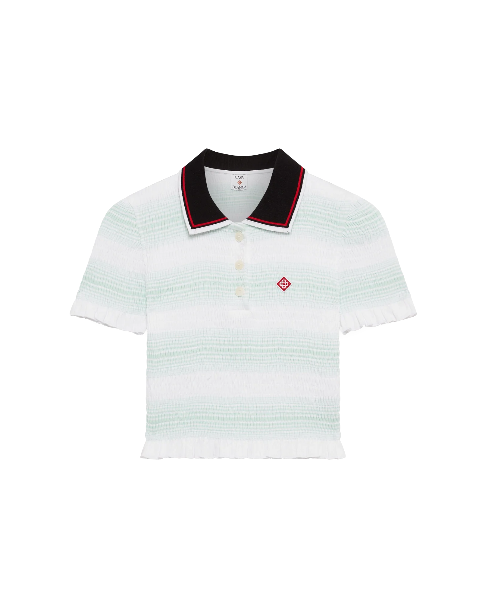 Stripe Shirred Polo Shirt