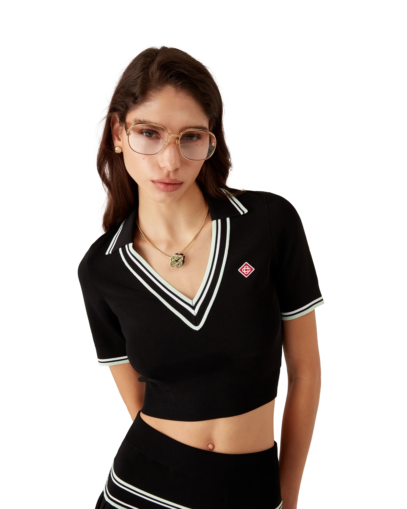 Viscose V-Neck Polo Shirt