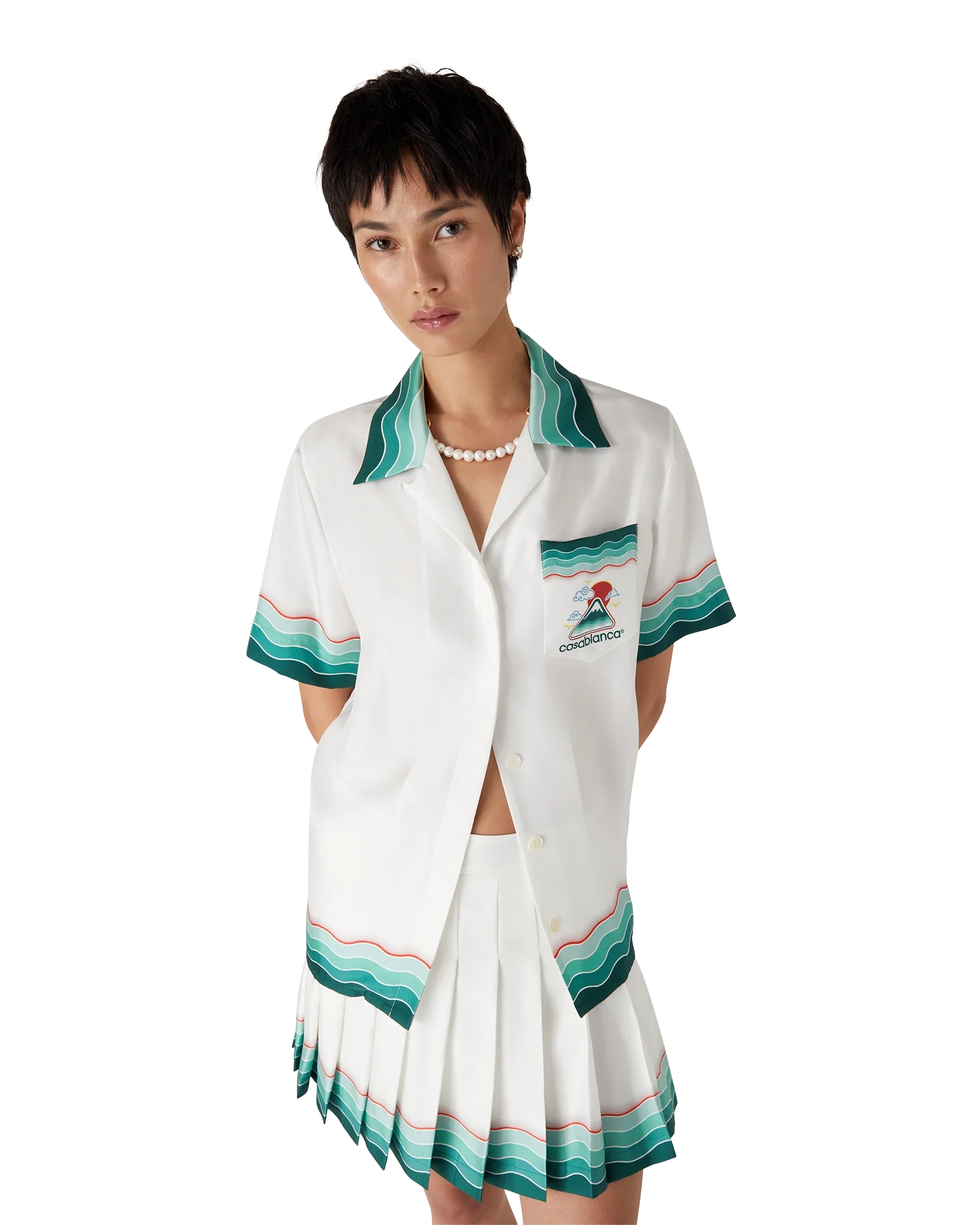 Tennis Pleated Silk Pleated Mini Skirt