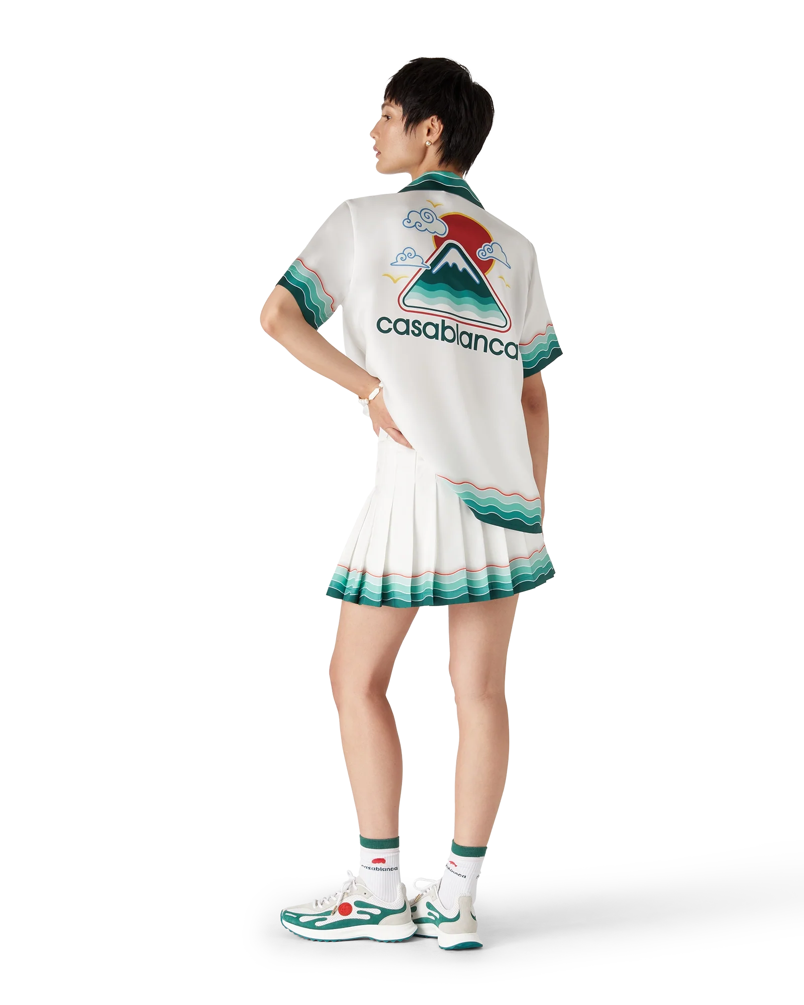 Tennis Pleated Silk Pleated Mini Skirt