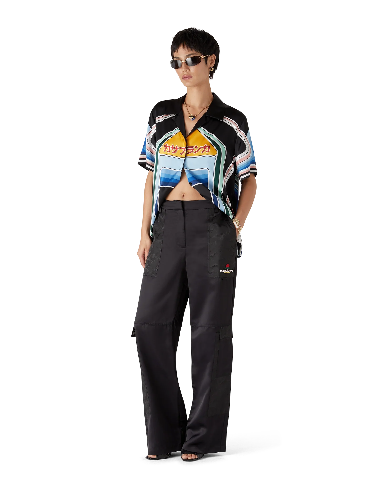 Nylon And Satin Mountain Camo Cargo Trousers