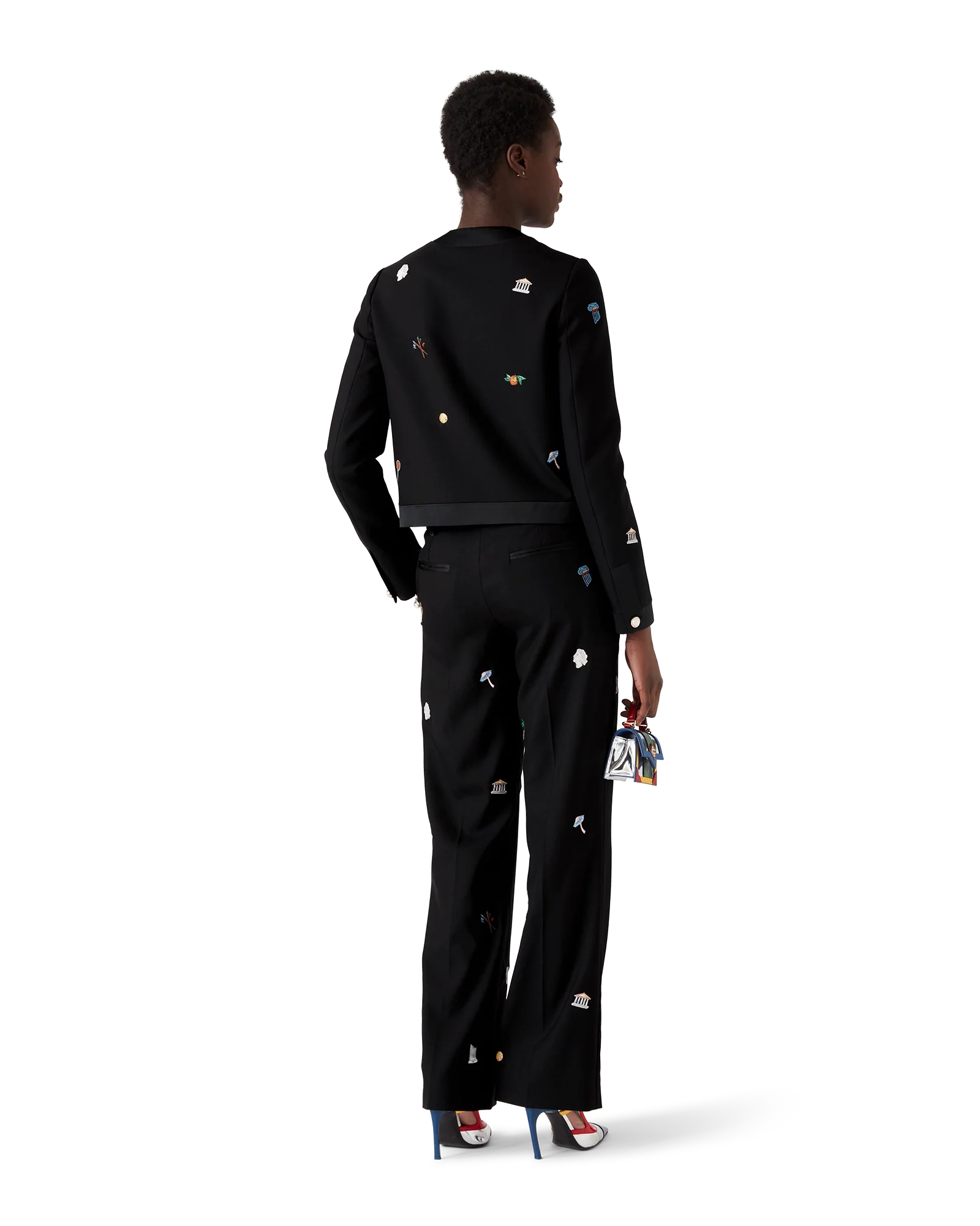 Embroidered Motif Wool Tailored Jacket