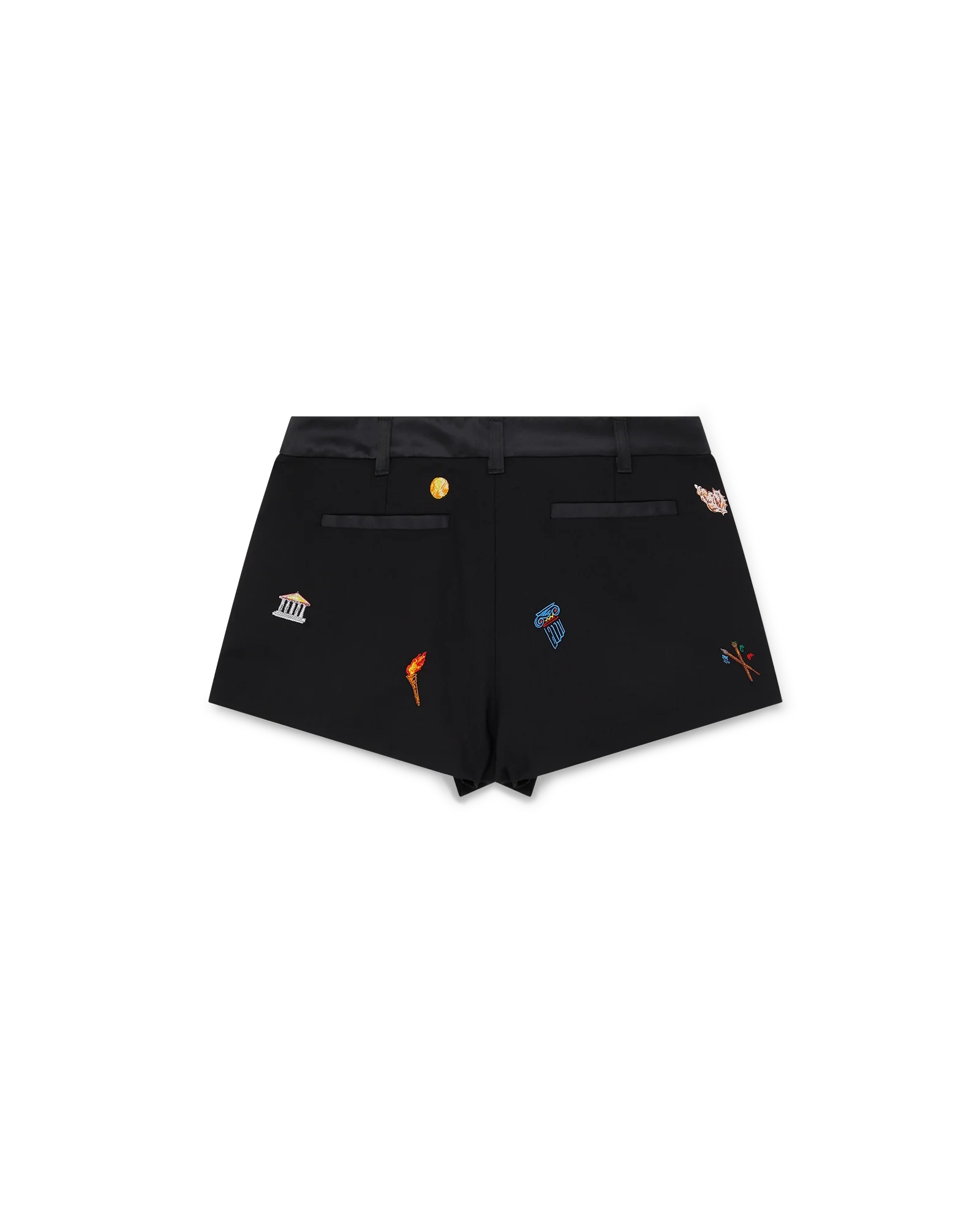Embroidered Motif Wool Tailored Shorts