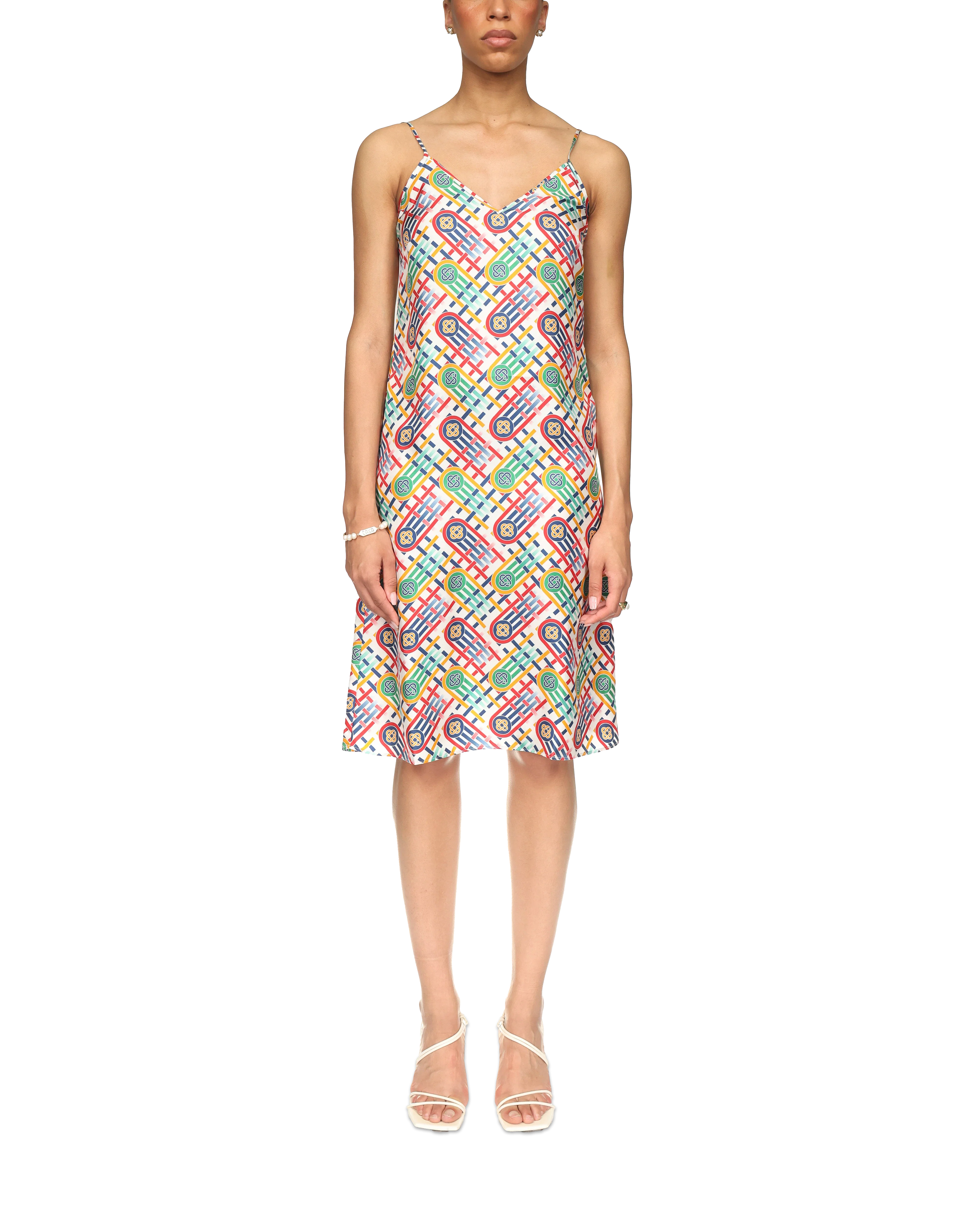 Tennis Monogram Silk Slip Dress