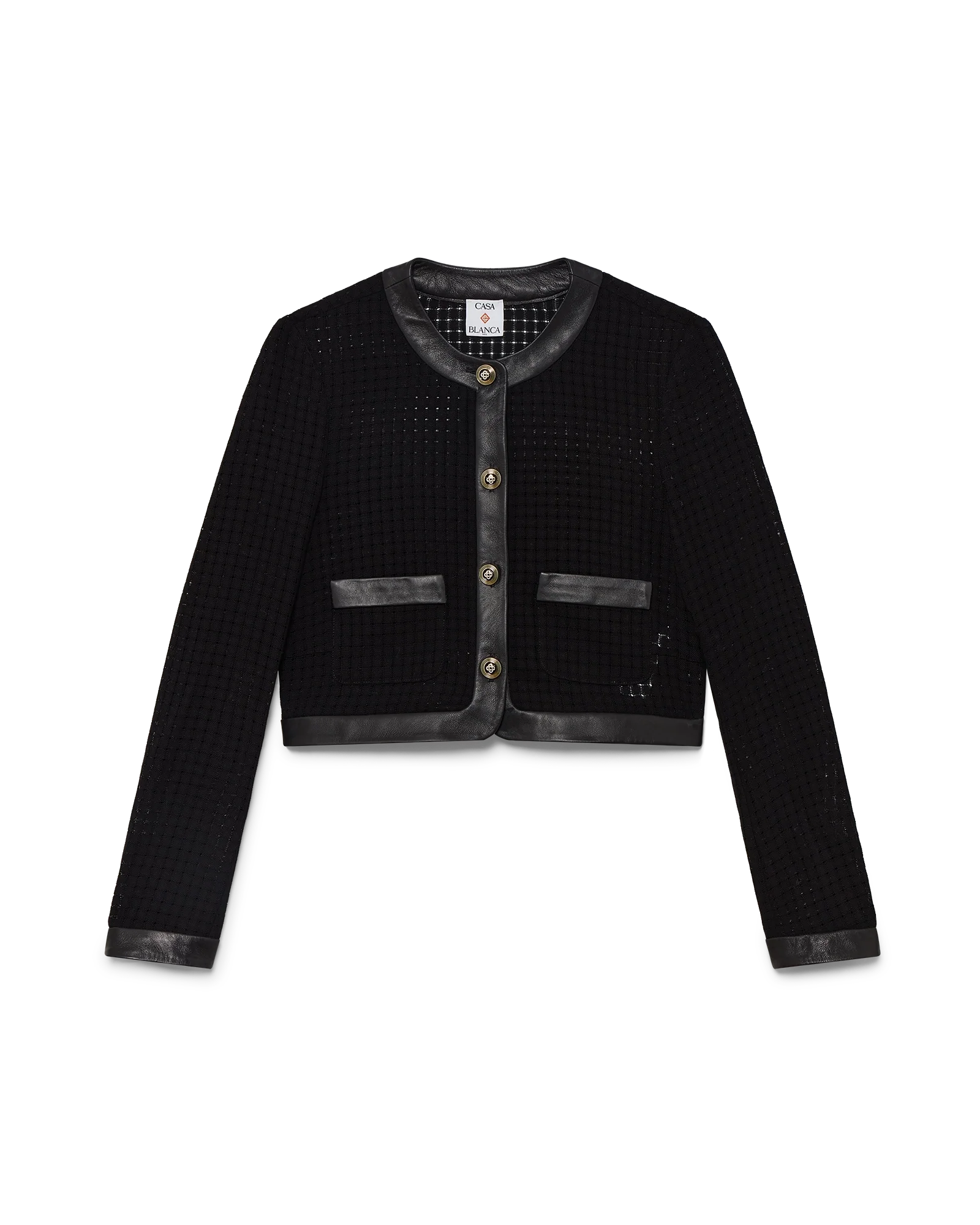 Open Weave Cropped Tailored Jacket