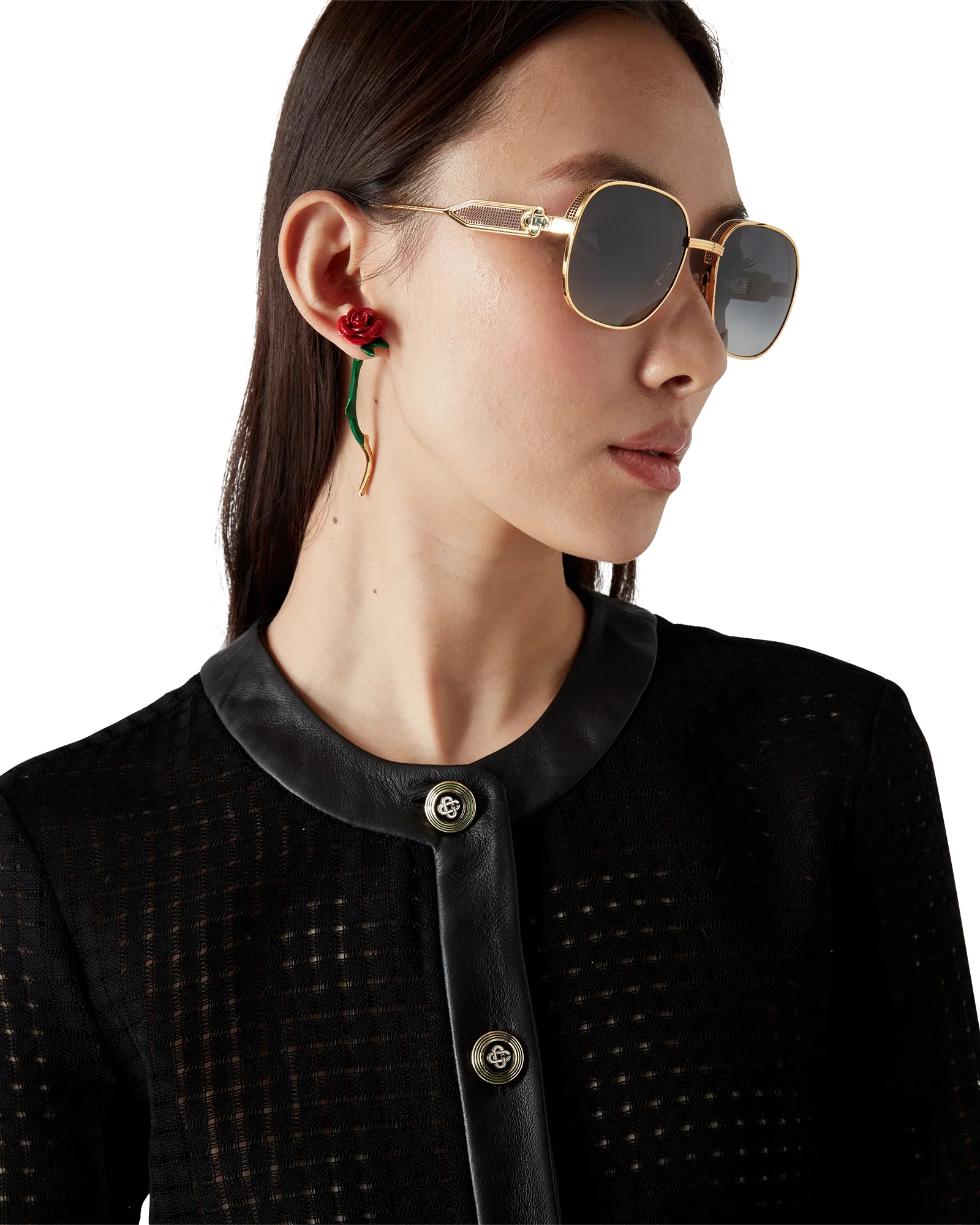 Open Weave Cropped Tailored Jacket
