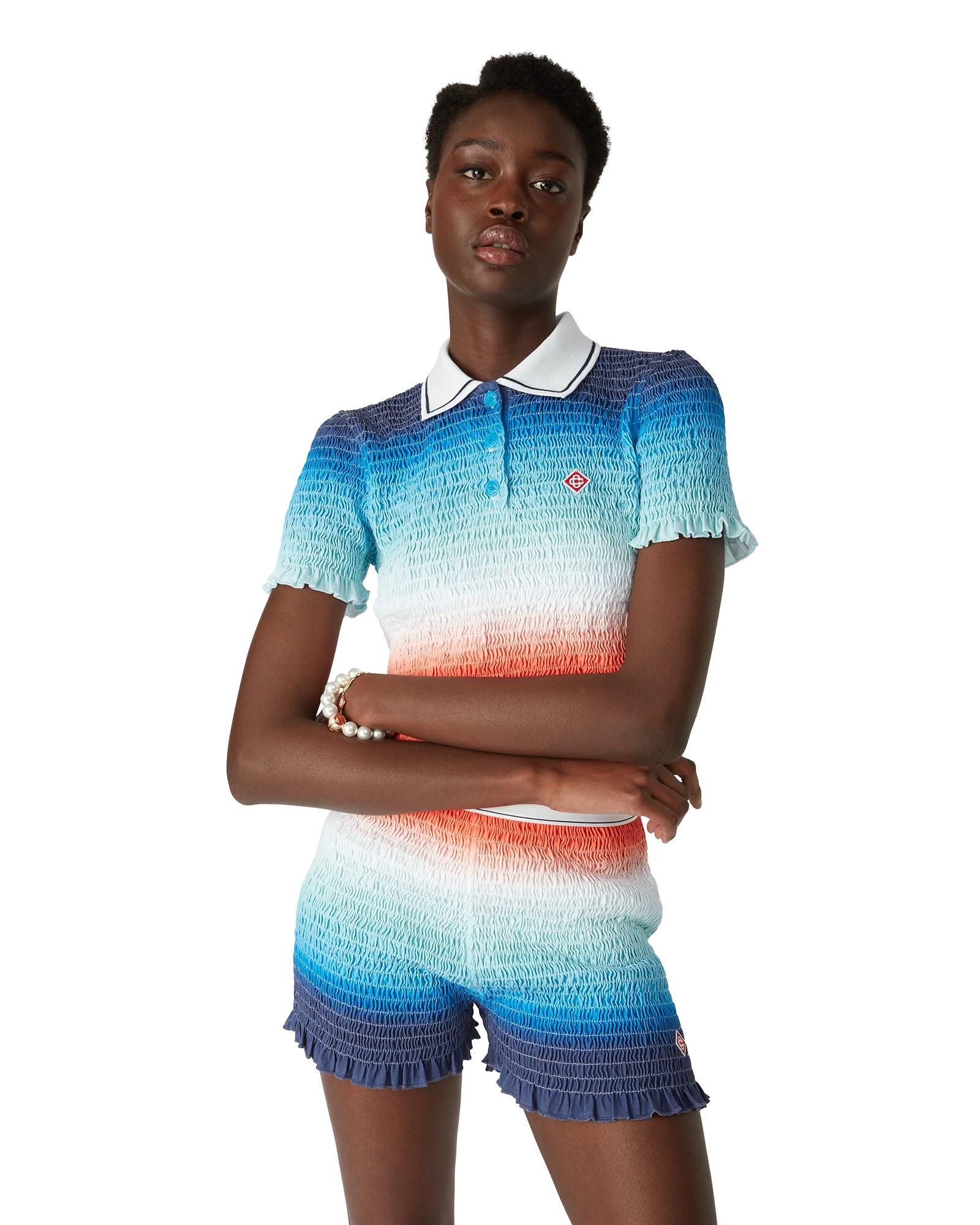 Gradient Cropped Polo Shirt