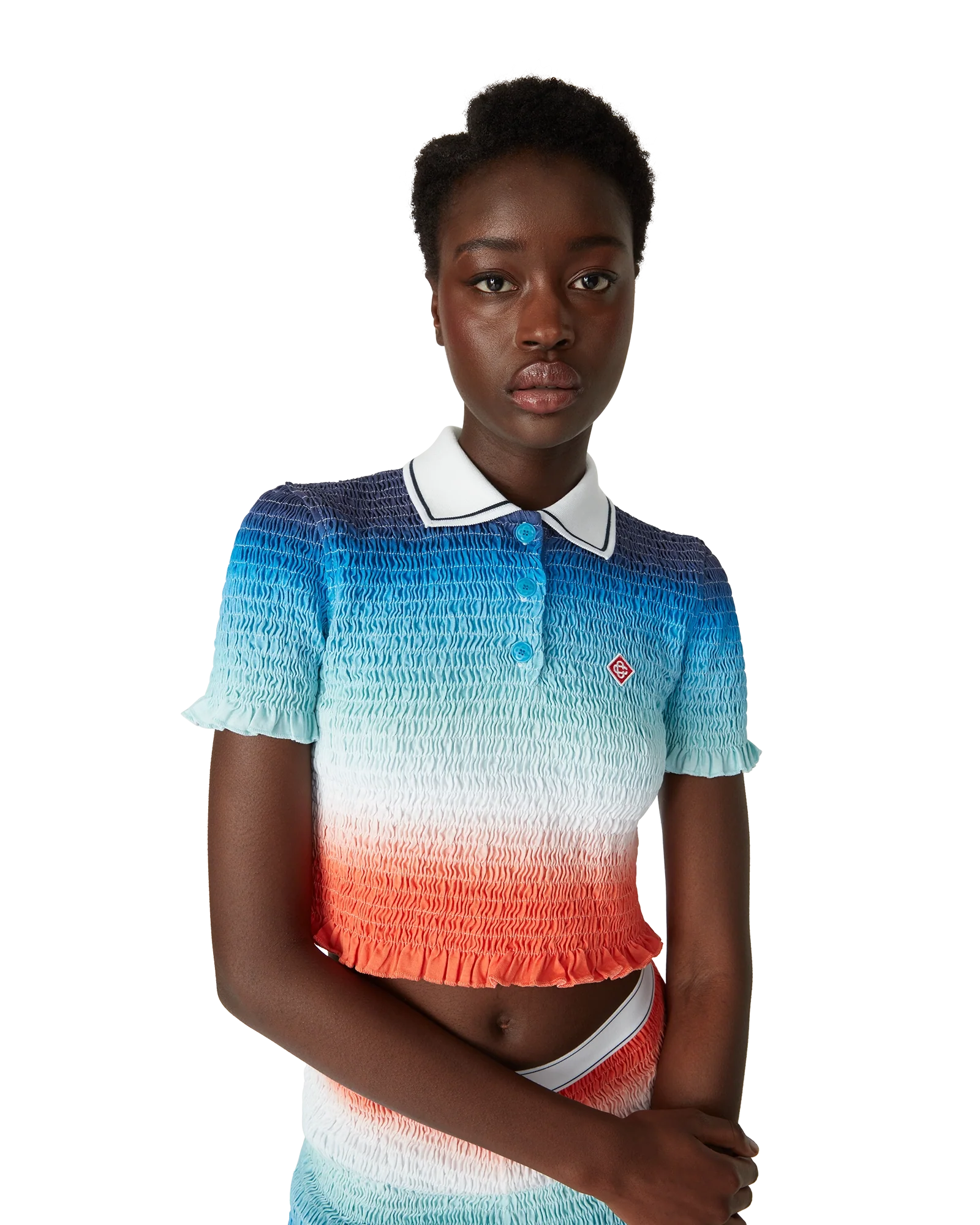 Gradient Cropped Polo Shirt