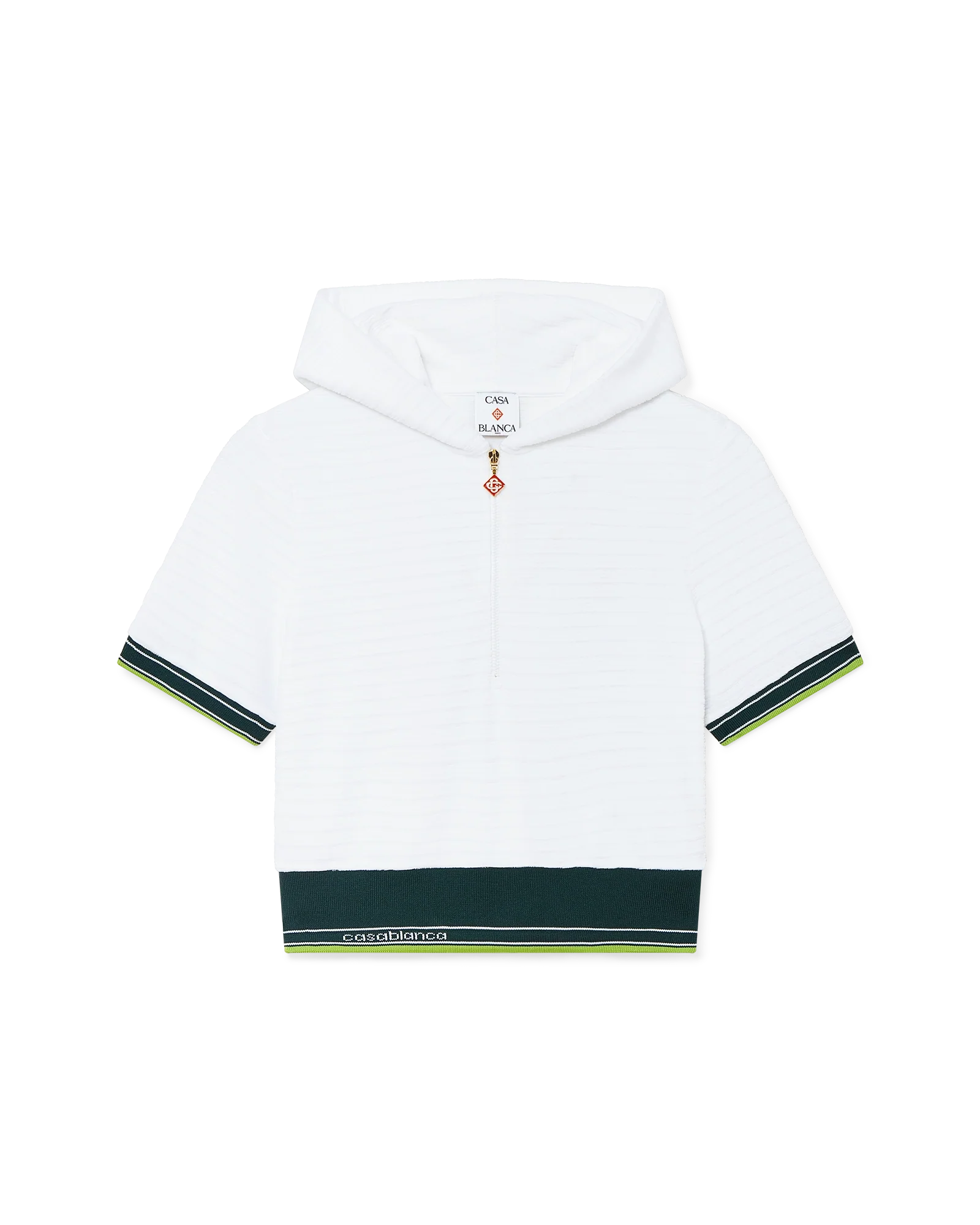 Textured Velour Tennis Cropped Hooded Top