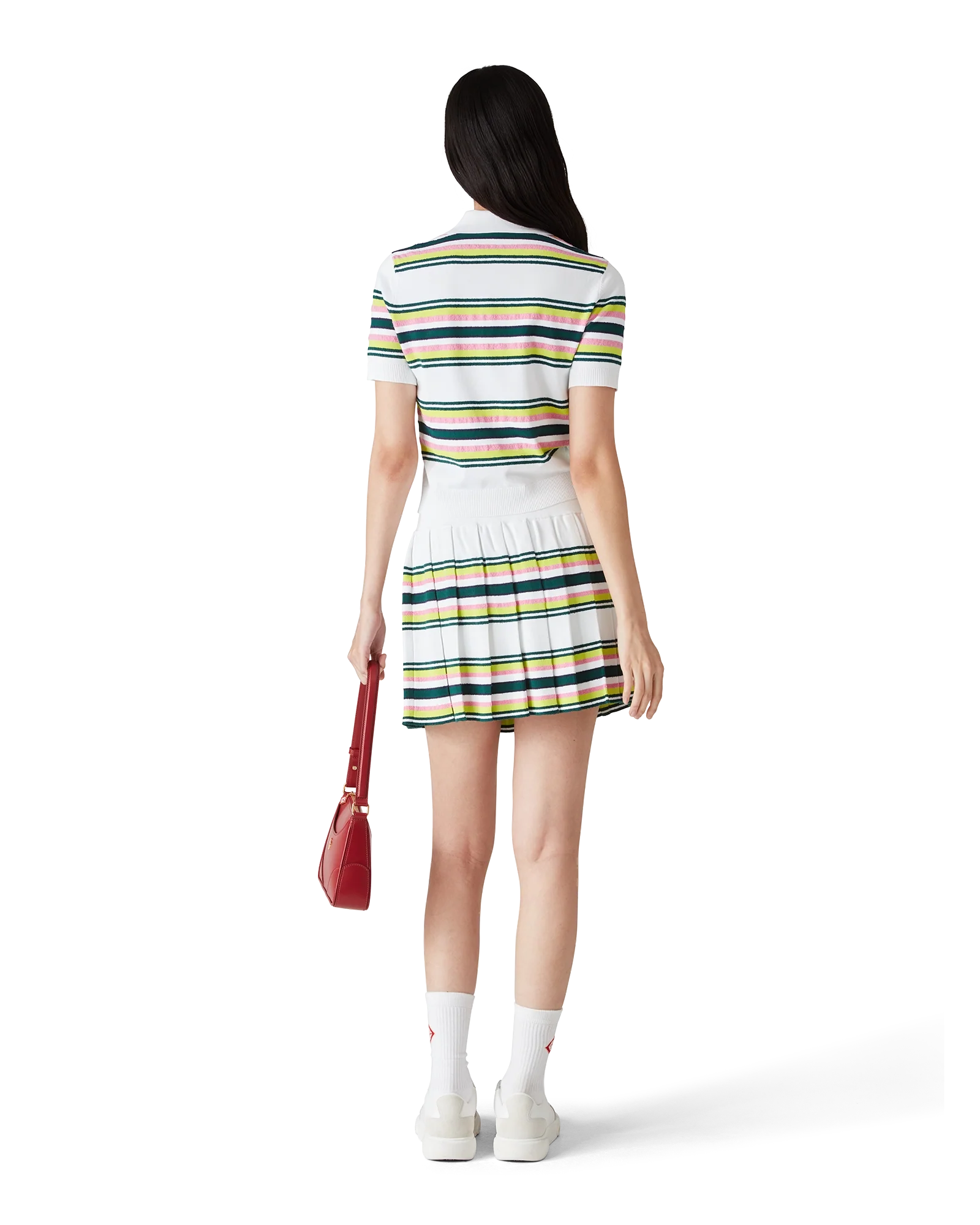 Stripe Pleated Skirt