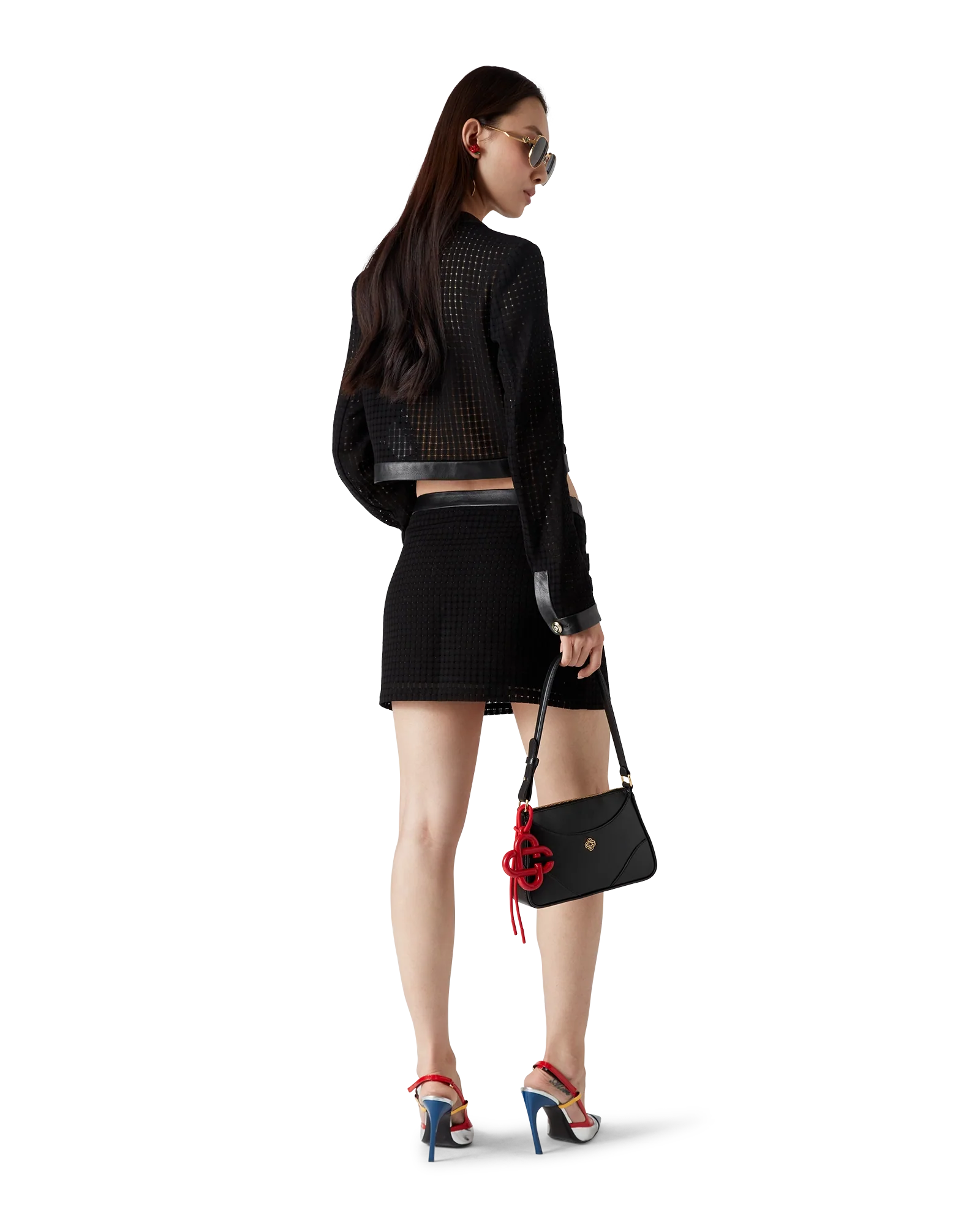 Open Weave Tailored Mini Skirt