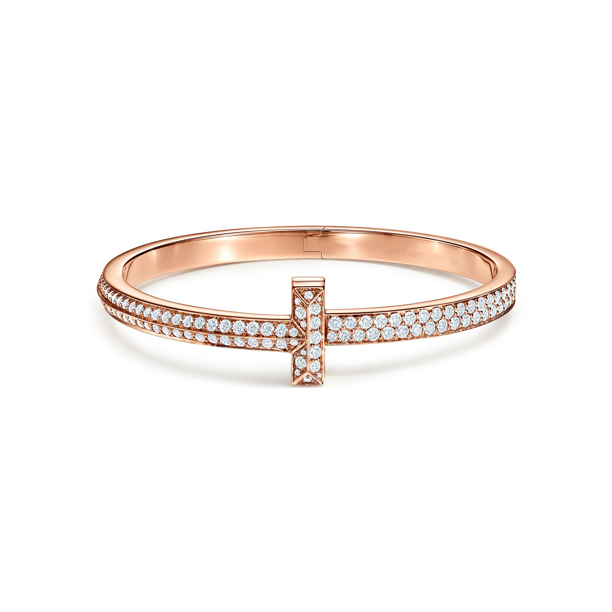 AV T Bracelet - T1 Wide Rose Gold Diamond Bangle